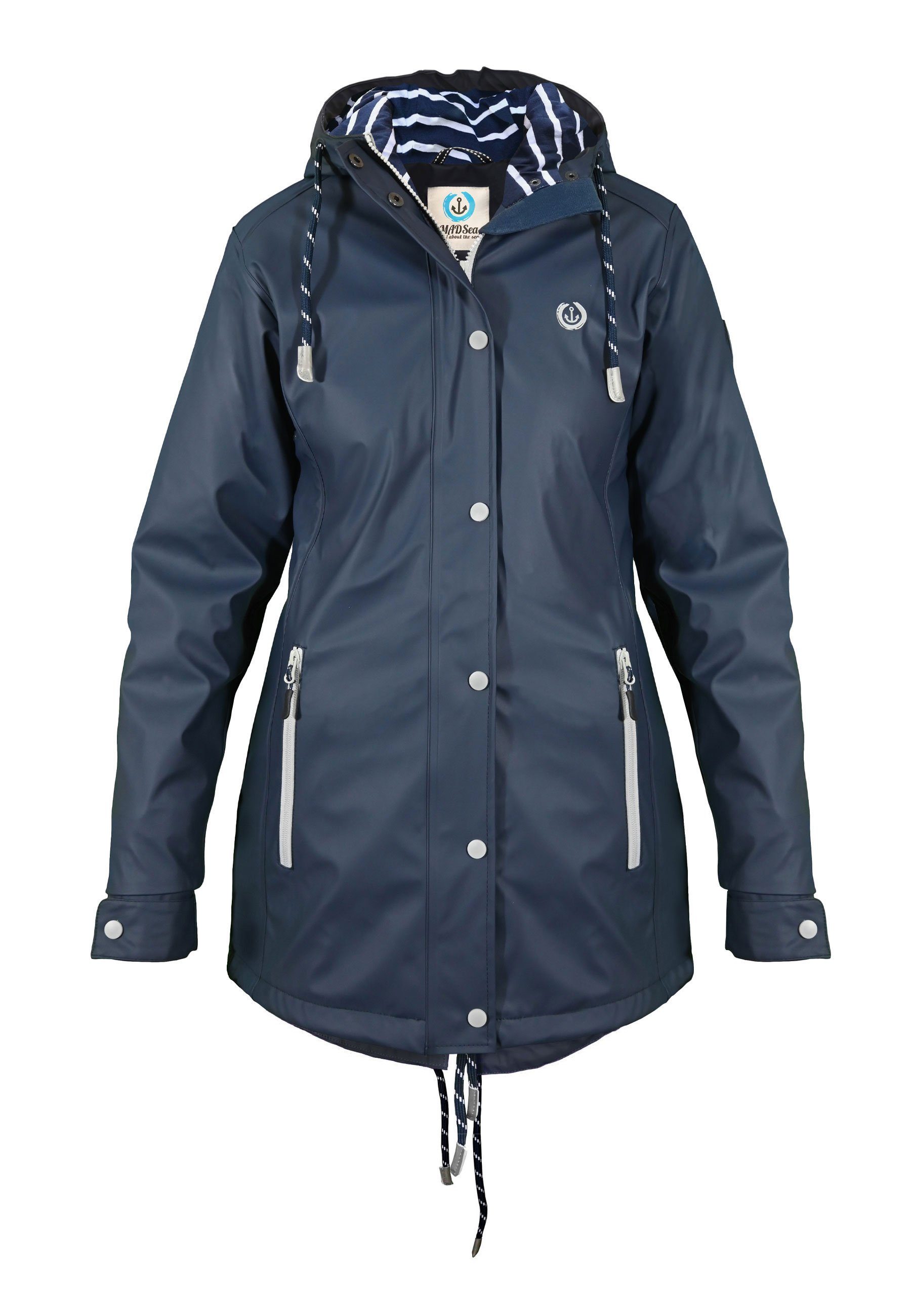 MADSea Regenjacke maritimer Regenmantel wasserdicht und tailliert