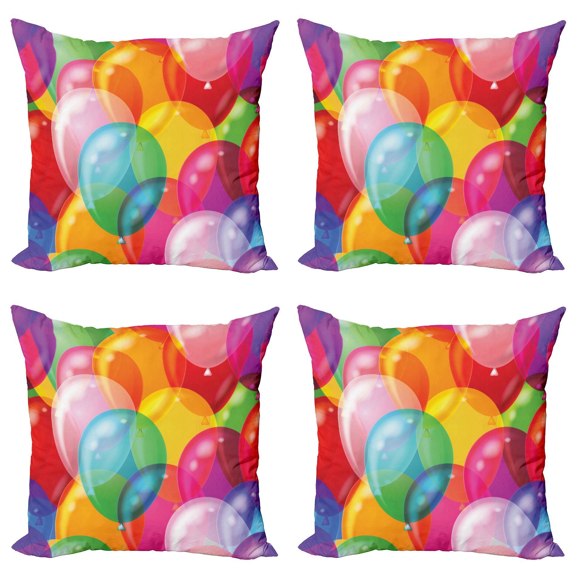 Modern Kissenbezüge Fun Accent Digitaldruck, Luftballons Bunt (4 Stück), Doppelseitiger Abakuhaus