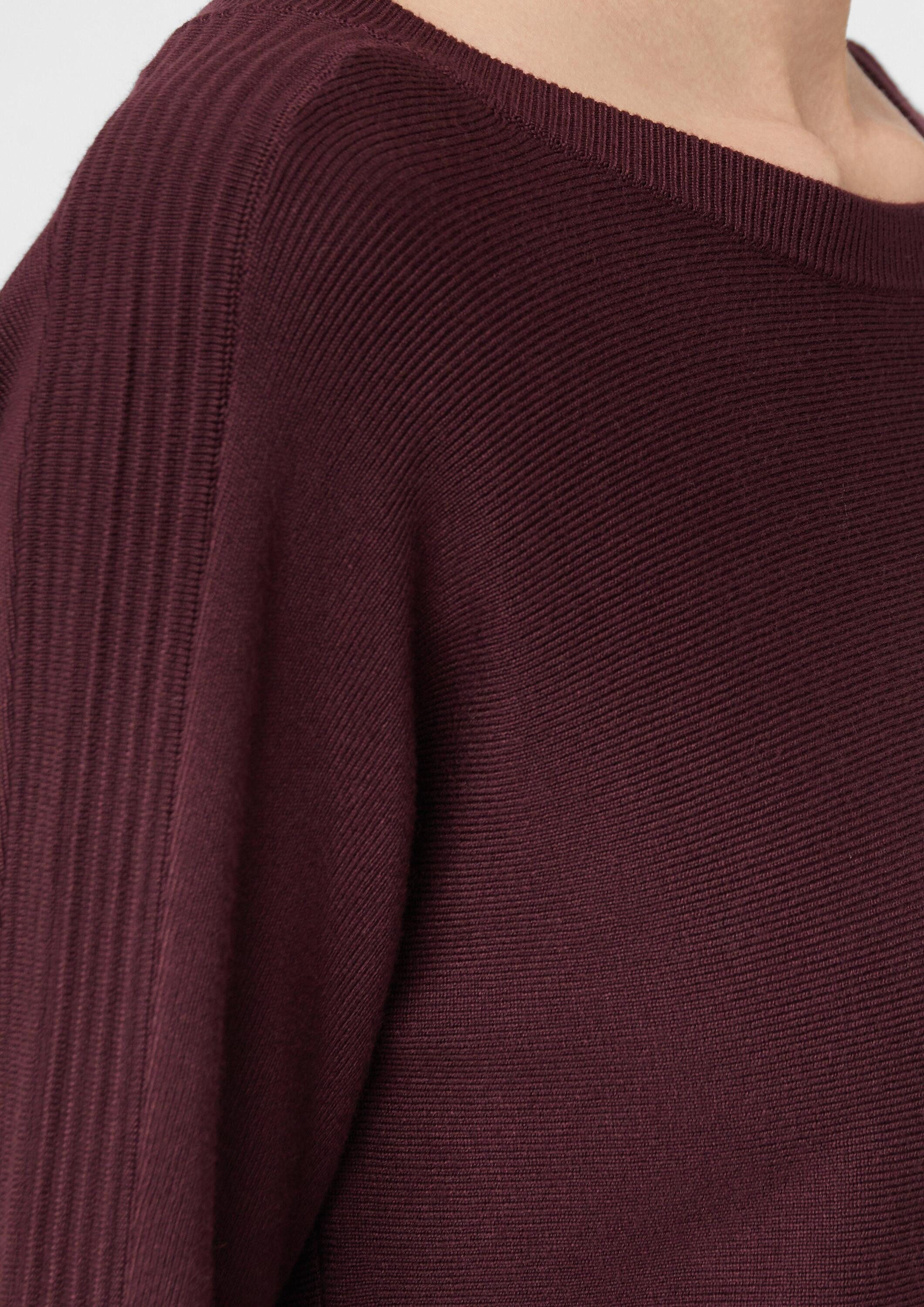 comma Longpullover Strickpullover Feinstrickpullover mit Rippdetails an Ärmeln