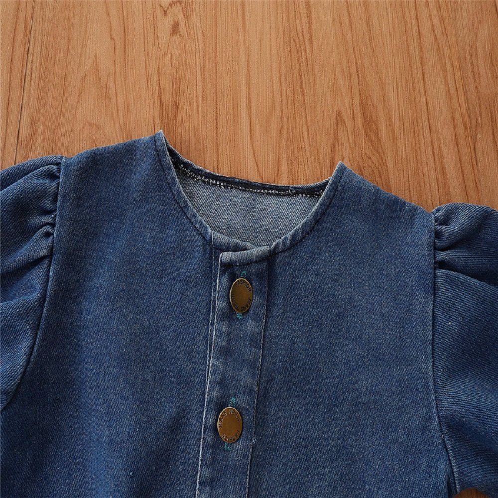 LAPA Shirtkleid für Set + Jeansweste (2-tlg) Langarm-Hemdkleid Mädchen