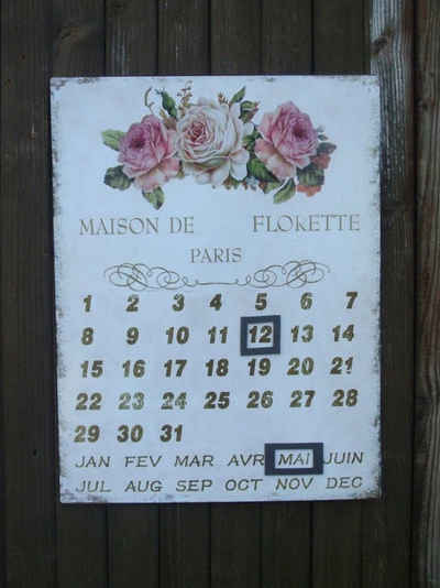 Deko-Impression ewige Kalender Ewiger Bild-Kalender, Rosen, Blumen, Metall, Landhaus