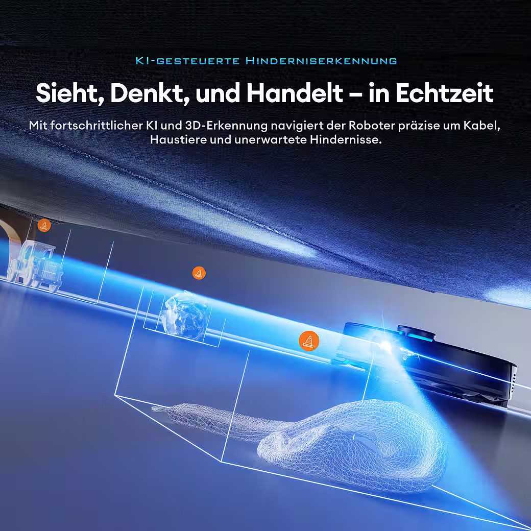 Ultenic Nass-Trocken-Saugroboter mit wischfunktion,AI-gestützte Laser-Hindernisvermeidung,APP-Bedienbar, 680 W, mit Beutel, 8000 Pa Saugkraft,AI-gestützte Laser-Hinderniserkennung.200min
