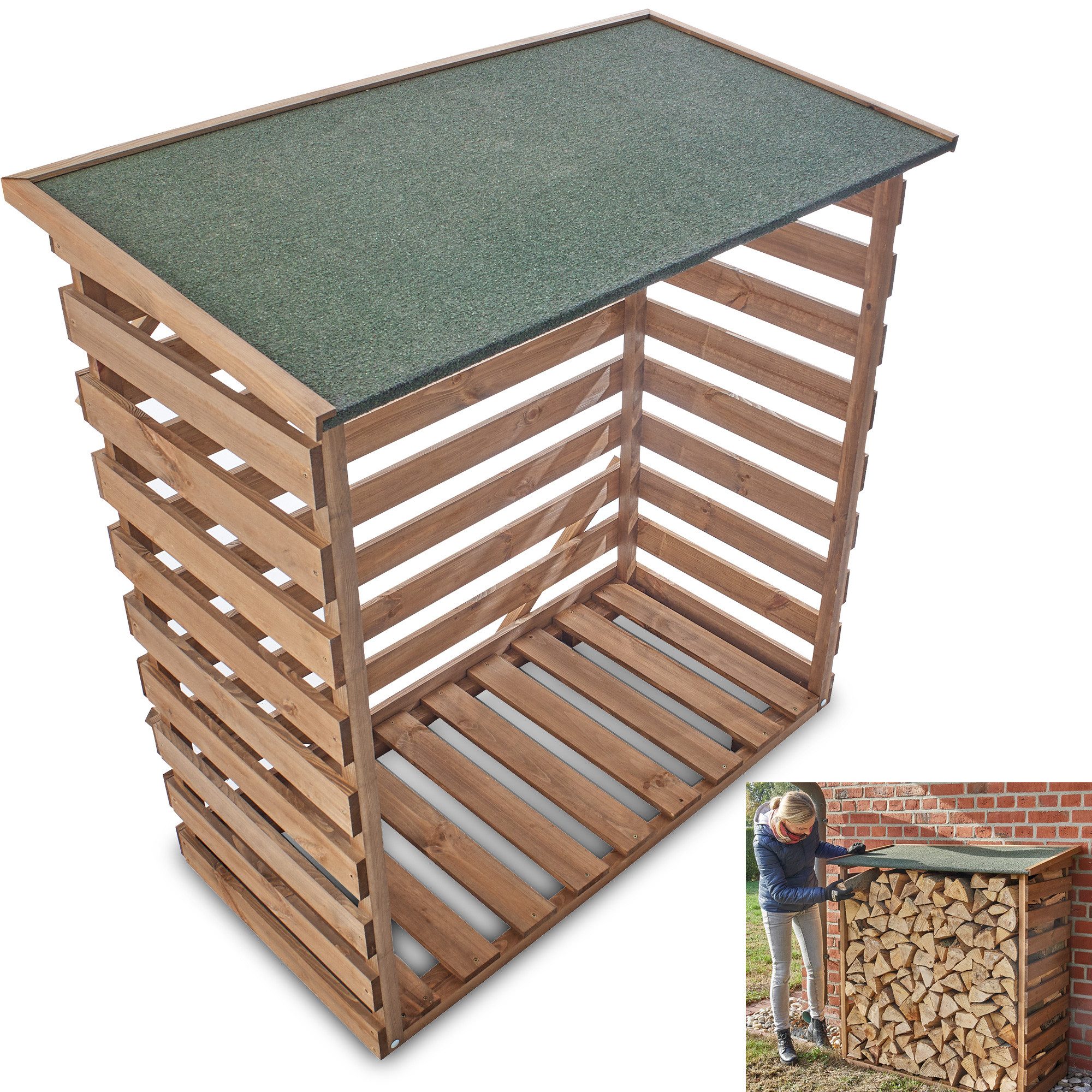 Zooprinz Kaminholzregal "Fire" aus Holz mit Bitumendach, BxTxH:121,5x65x124 günstig online kaufen