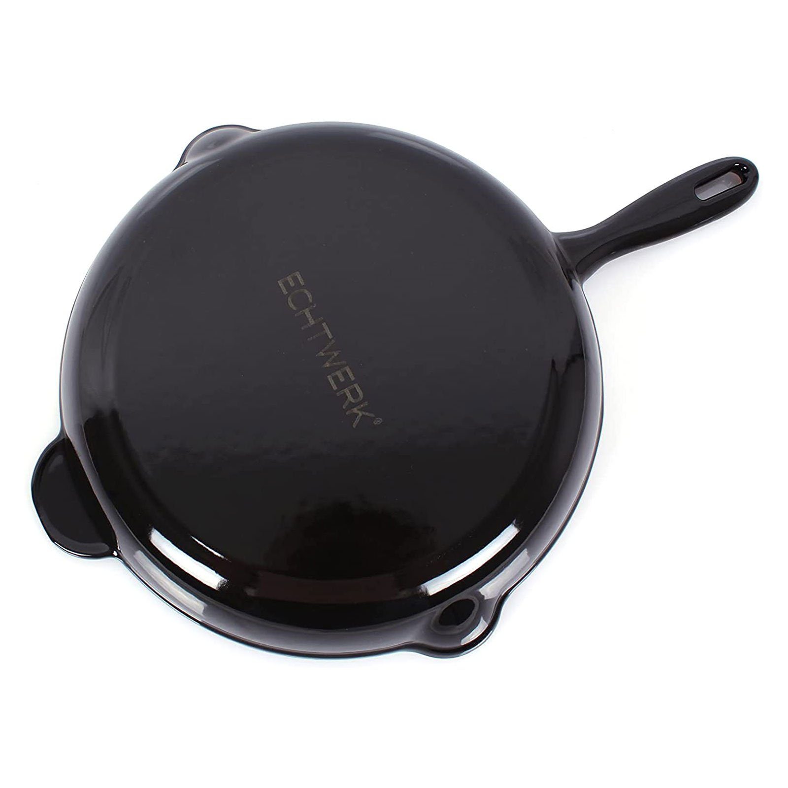 ECHTWERK Bratpfanne mit EmailleBeschichtung, Gusseisen, Ausgießer, für Backöfen, Grill, BBQ und