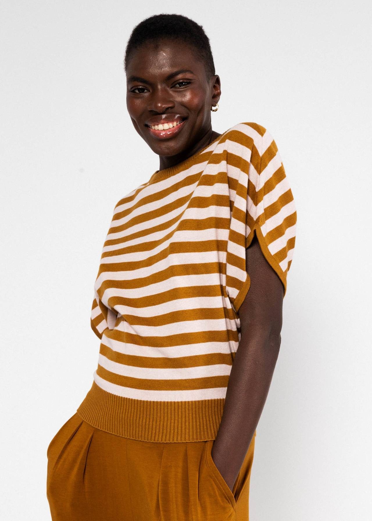 Blutsgeschwister Kurzarmpullover - Picnic Friend - Shirt Damen - Top - Strickoberteil Damen kurzarm