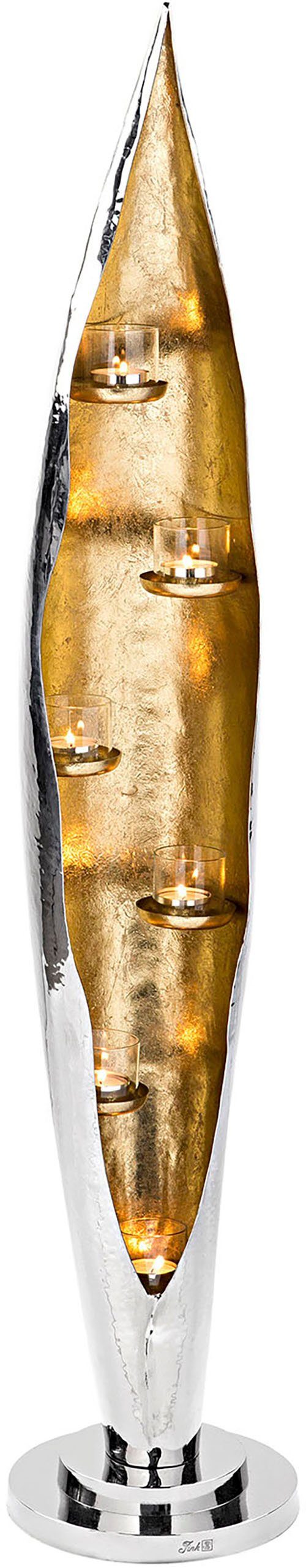 Fink Windlicht CAVA, mit feiner Hammerschlagstruktur (1 St), aus Aluminium und Glas, 6-flammig, Höhe ca. 110 cm