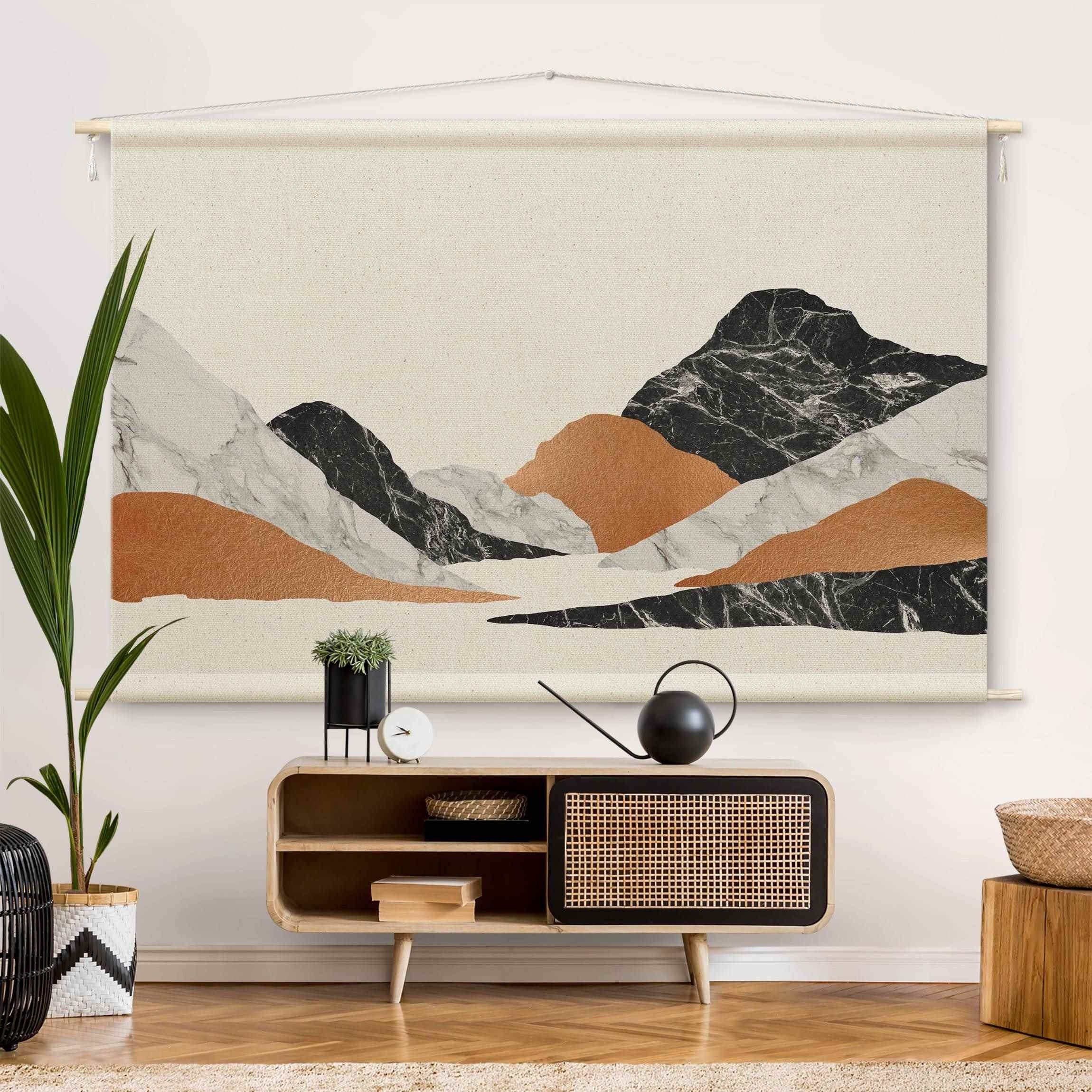 Bilderdepot24 Wandteppich modern Abstrakt Natur grau, rechteckig, Höhe: 2.6 mm, großes Wandbild aus Natur-Baumwolle Wandbehang Stoffbild Tuch Wollseil
