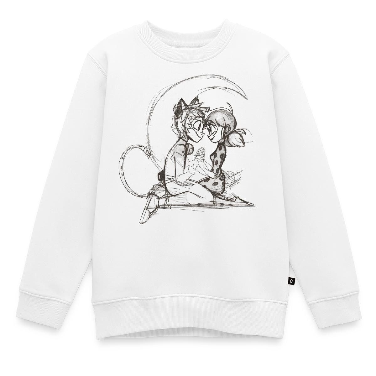 Spreadshirt Sweatshirt Miraculous Ladybug Und Cat Noir Zeichnung Kinder Premium Pullover (1-tlg)