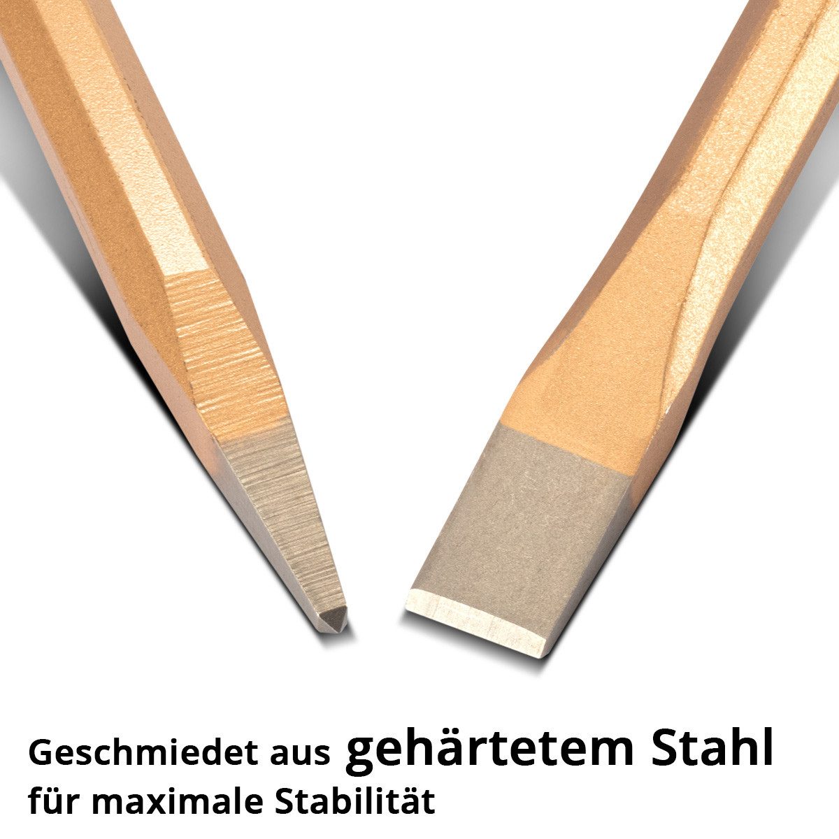 STAHLWERK Meißel-Set Flachmeißel / Spitzmeißel 4er Set Gold 300 mm, 53,5 in mm, (Set, Set) Flachmeißel 300 mm, Spitzmeißel 300 mm – Bild 2 von 5