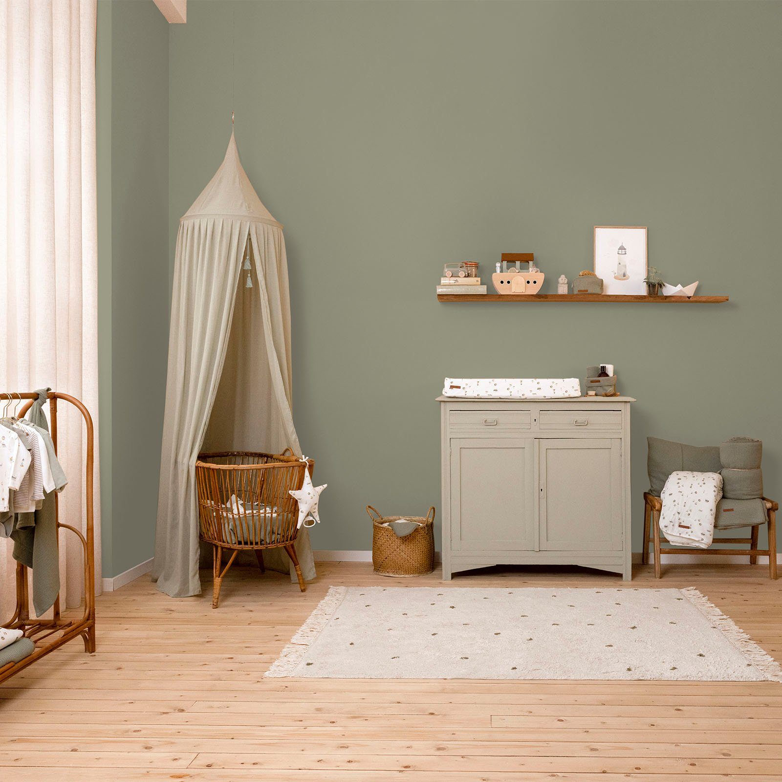 und Kinderzimmer waschbeständig, hochdeckend LITTLE Grün geeignet für matt, extra DUTCH Wallpaint, Olive Wandfarbe Vintage
