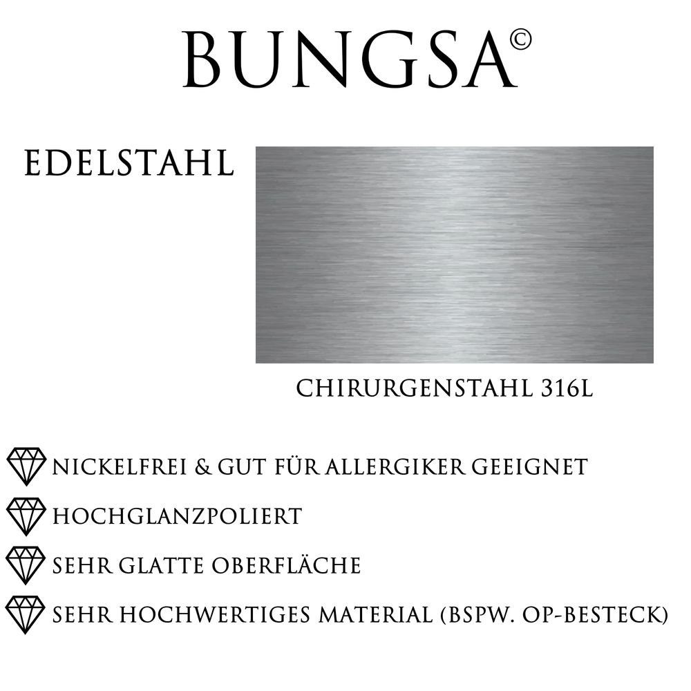 Herren Schmuck BUNGSA Armband Armband mit silbernem Kreuz Schwarz aus Edelstahl (1 Armband, 1-tlg., inkl. Schmuckbeutel aus Orga