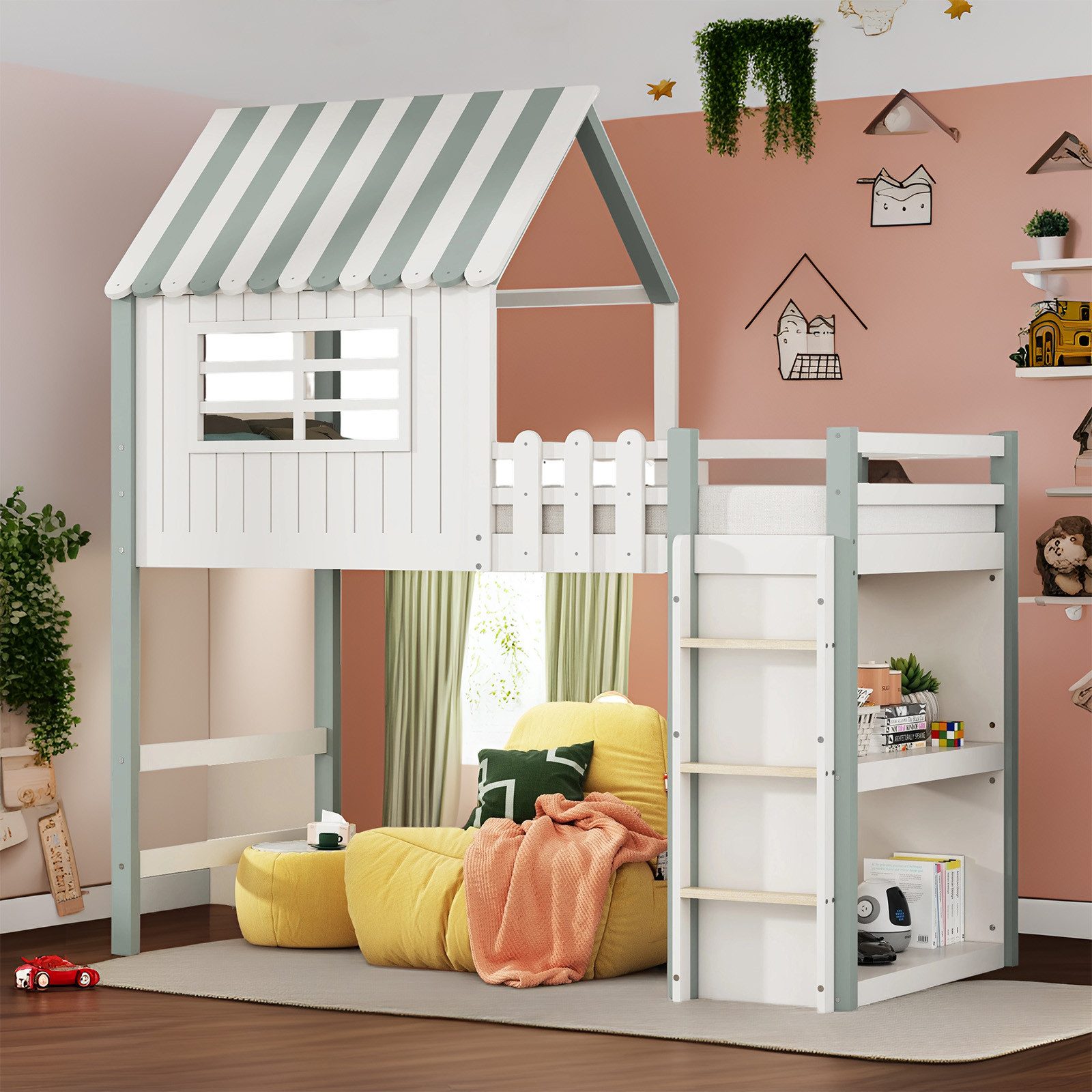 MODFU Kinderbett Massivholz Spielbett, Hochbett (mit günstig online kaufen