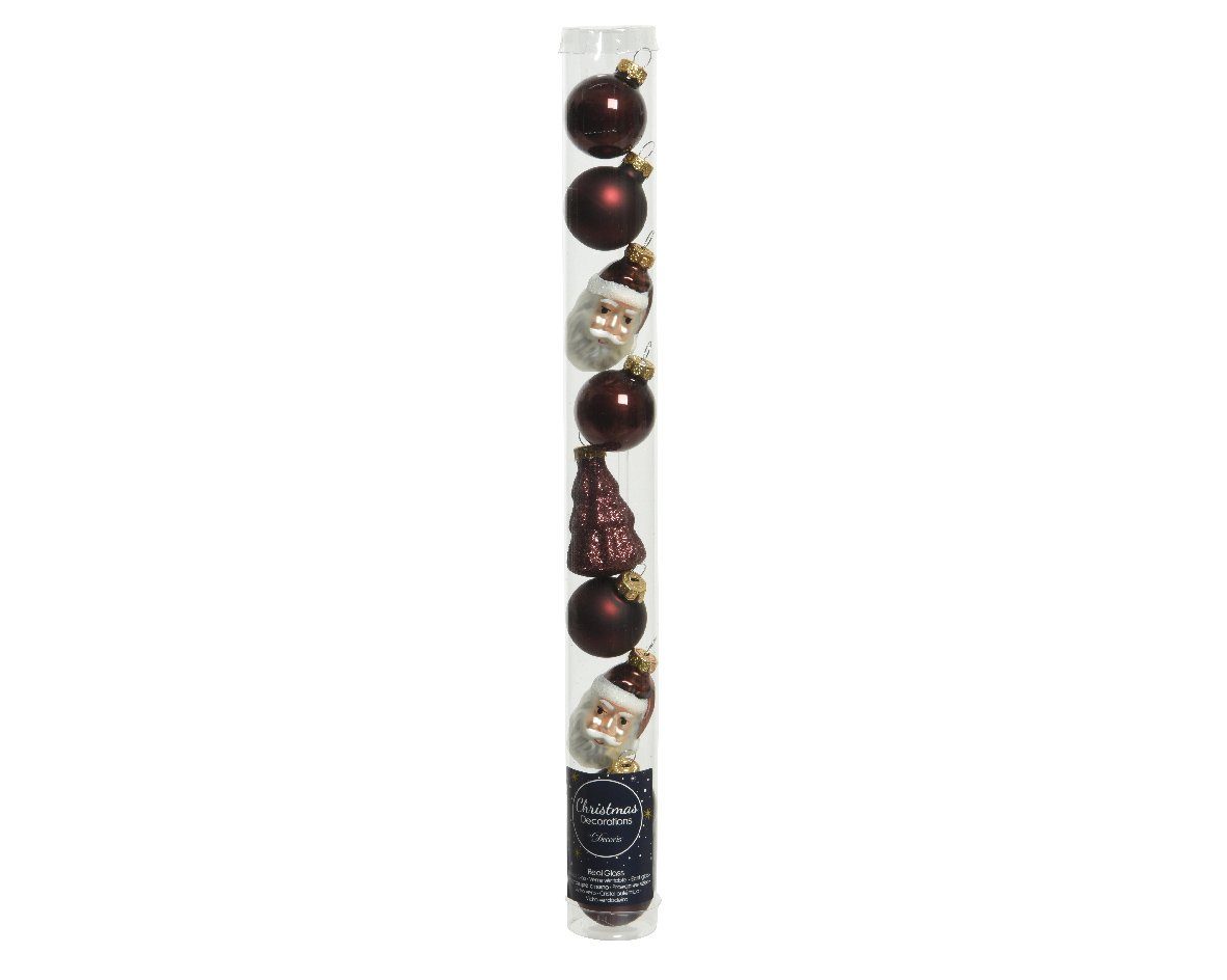 Kaemingk Weihnachtsbaumkugel, Weihnachtskugeln Glas 3cm mit Figuren Mix 9er Set - Rotholz