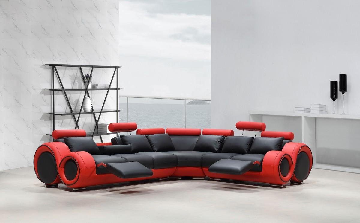 JVmoebel Ecksofa Textil Couch in Sofa Europe Schwarz/Rot Form, L Designer Leder Ecksofa Made Wohnlandschaft