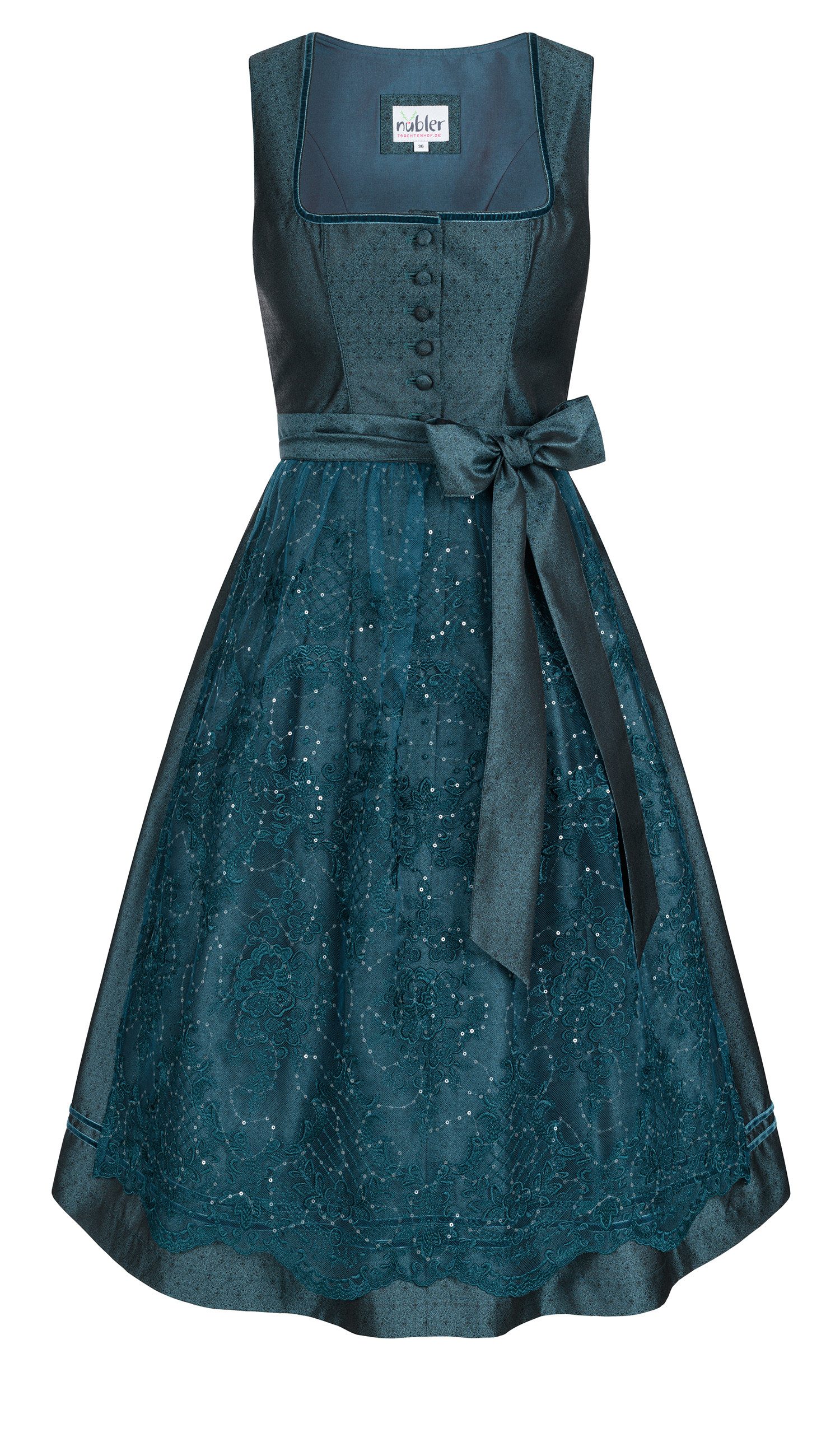 Nübler Dirndl Midi Dirndl Kerala in Ozeanblau von Nübler - Rocklänge 70 cm