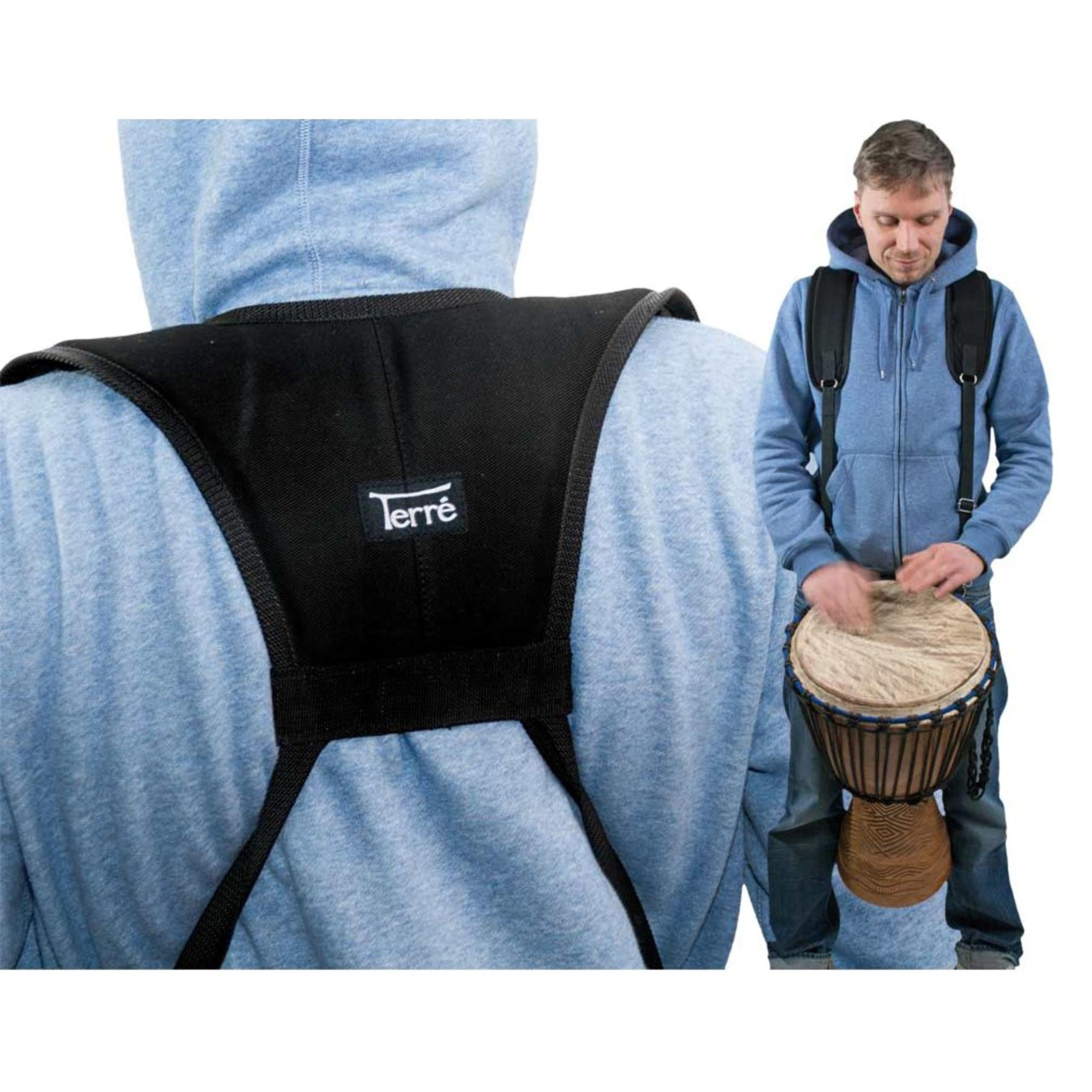 Terré Trageriemen, (Marching, Carrier / Gurte, Djembegurt Rucksack, Schwarz - Zubehör für Marching Drums)