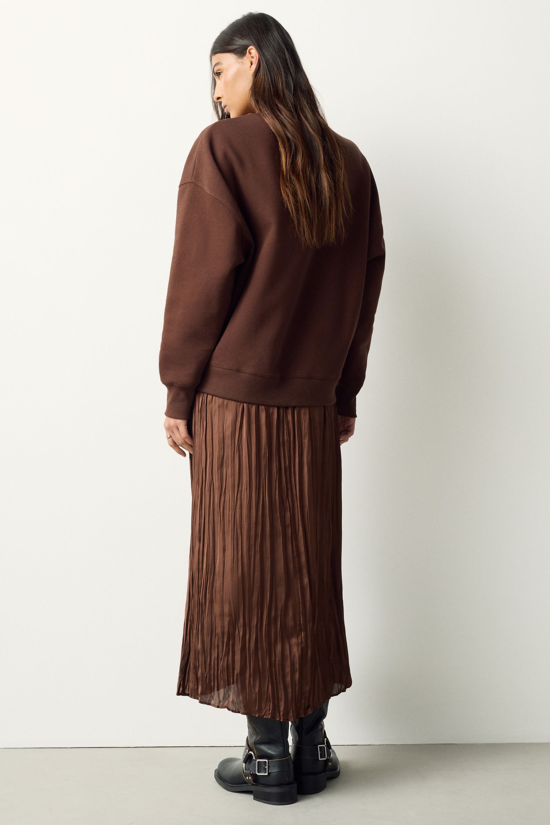 Next Midikleid 2-in-1 Pullover-Satinmidirock mit weichem Griff (1-tlg) günstig online kaufen