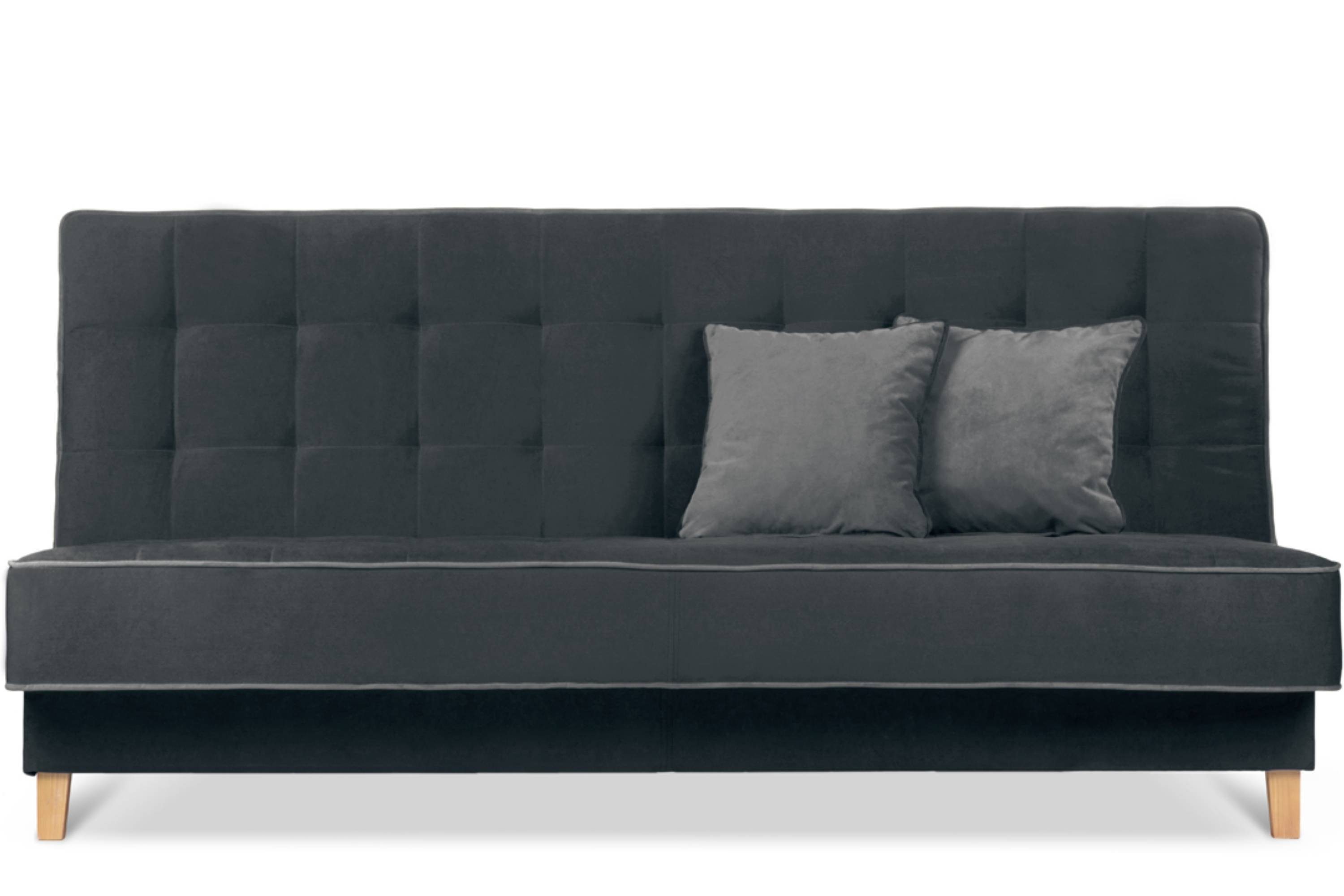 Konsimo Schlafsofa DOZER Sofa 3 Personen, ausziehbare Liegefläche: 197x120cm, Velours, mit Wellenunterfederung schwarz / grau | schwarz