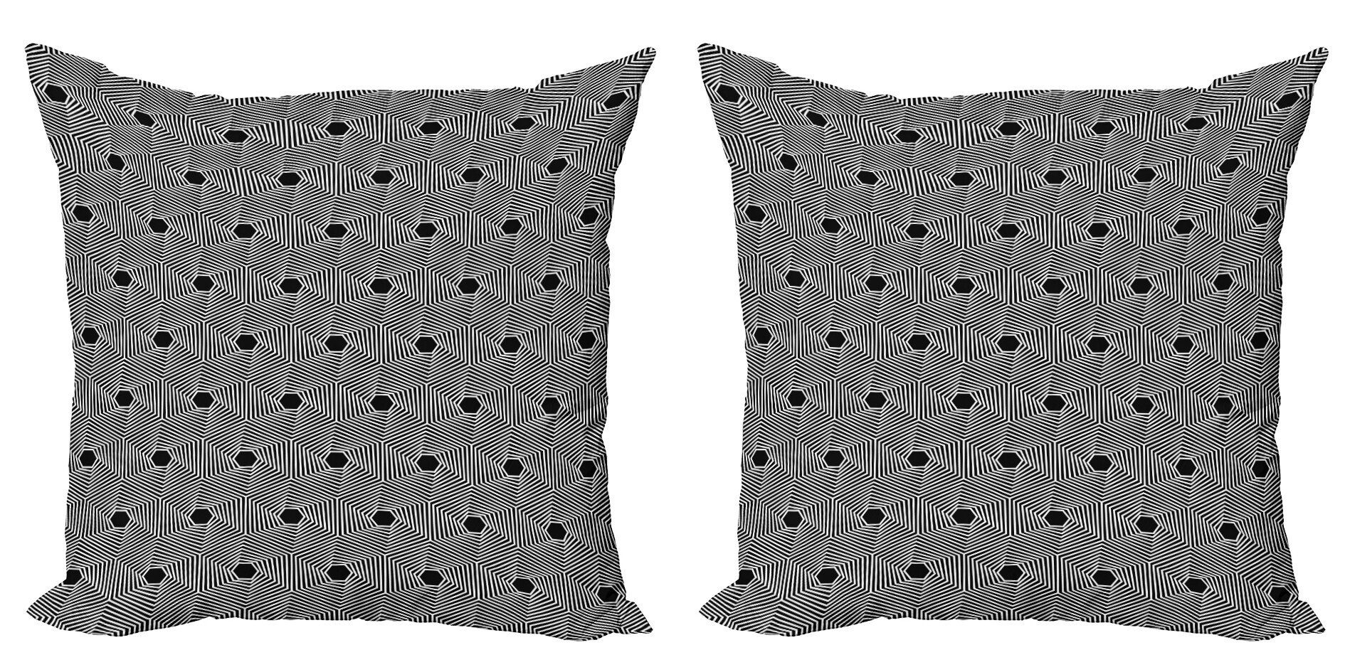 Kissenbezüge Modern Accent Doppelseitiger Digitaldruck, Abakuhaus (2 Stück), verrückte Kunst Windende Wirkung Hexagons