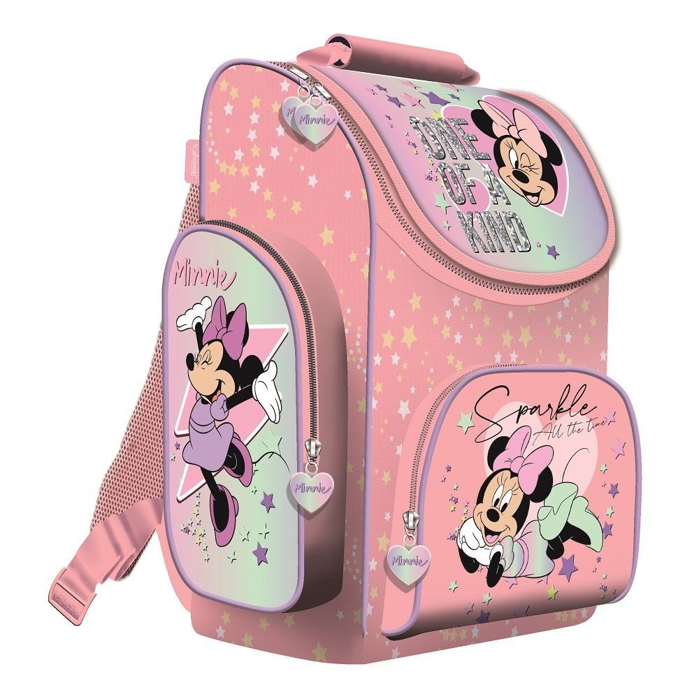 Familando Schulranzen Disney Minnie Mouse Schulranzen für 1.-4. Klasse - 1 kG - 15 L Vol (Set, 7-tlg., inkl. Federmappe, Brotdose und Trinkflasche), Schulranzen 1. Klasse für Mädchen