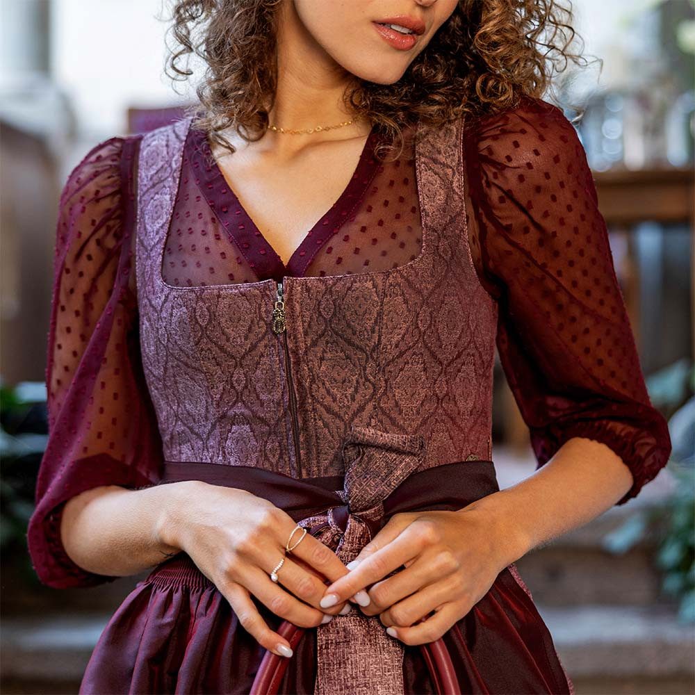 MarJo Dirndlbluse Dirndlbluse Ahorntal bordeaux