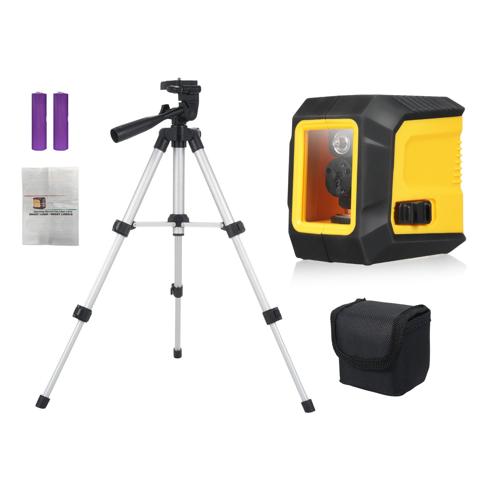 cocosity Laserwasserwaage Kreuzlinienlaser, ±4° automatische Nivellierung, für den Innenausbau, Grünes Licht + 60cm Stativ + Stofftasche, 2 Modi, 2 Helligkeitsstufen