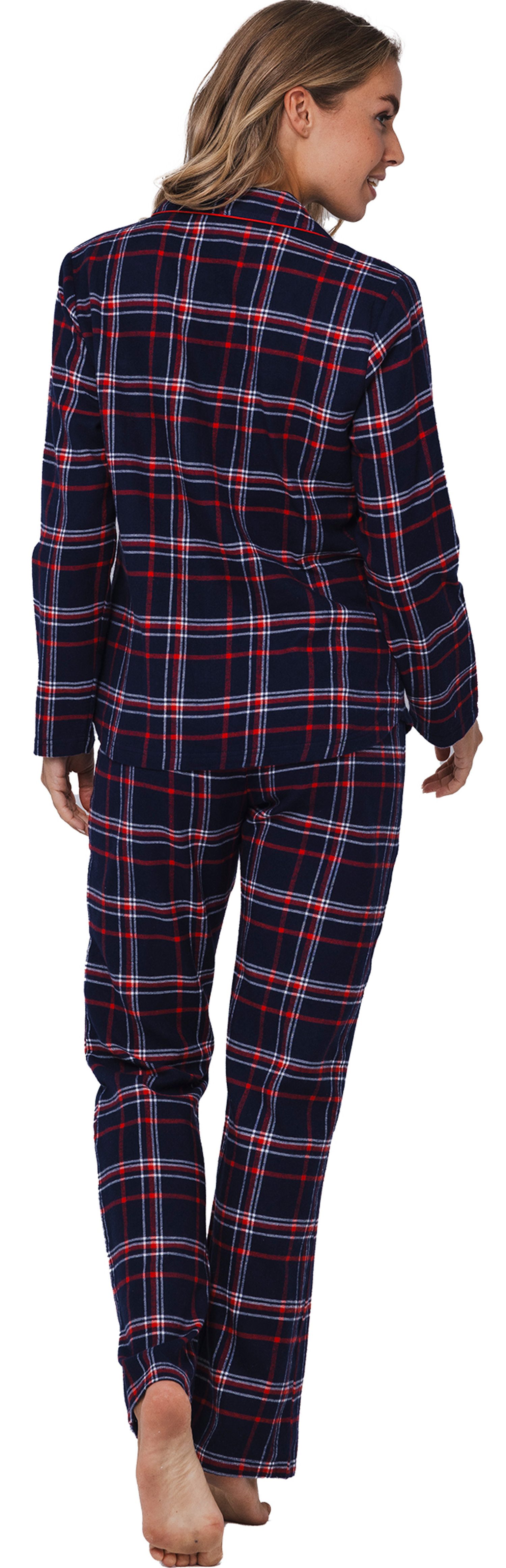 Rebelle Schlafanzug Damen Flanell Pyjama geknöpft (2 tlg) Baumwolle