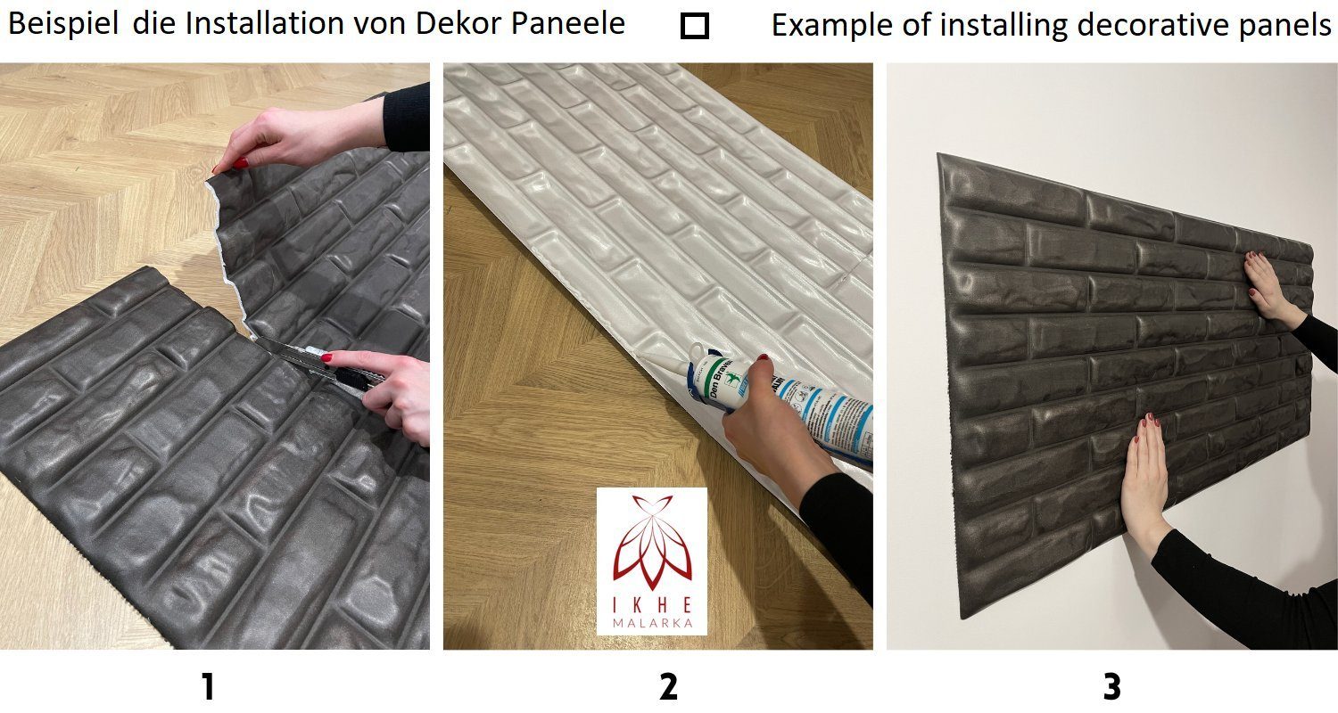 IKHEMalarka 3D Wandpaneel Betonoptik Marmor Ziegel aus Polystyrol Styropor XPS, BxL: 50,00x100,00 cm, 0,50 qm, (1 Stück, 0,5m) Deckenpaneelen - 3mm dick - 100x5 – Bild 4 von 5