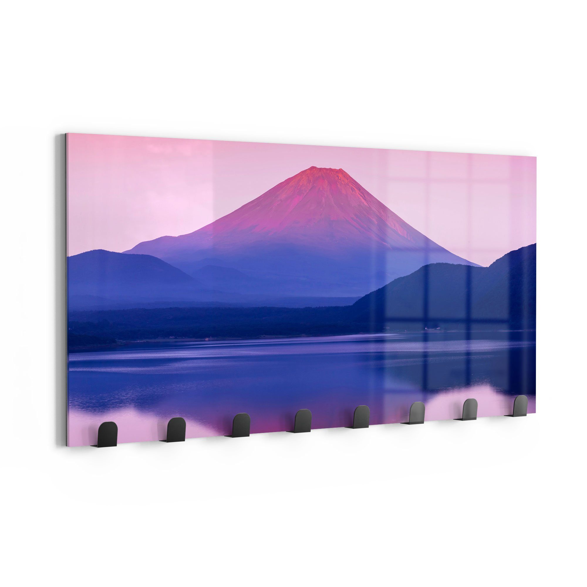 DEQORI Kleiderhaken 'See Motosu und Mt. Fuji', Glas Garderobe Paneel magnetisch beschreibbar | Kleiderhaken