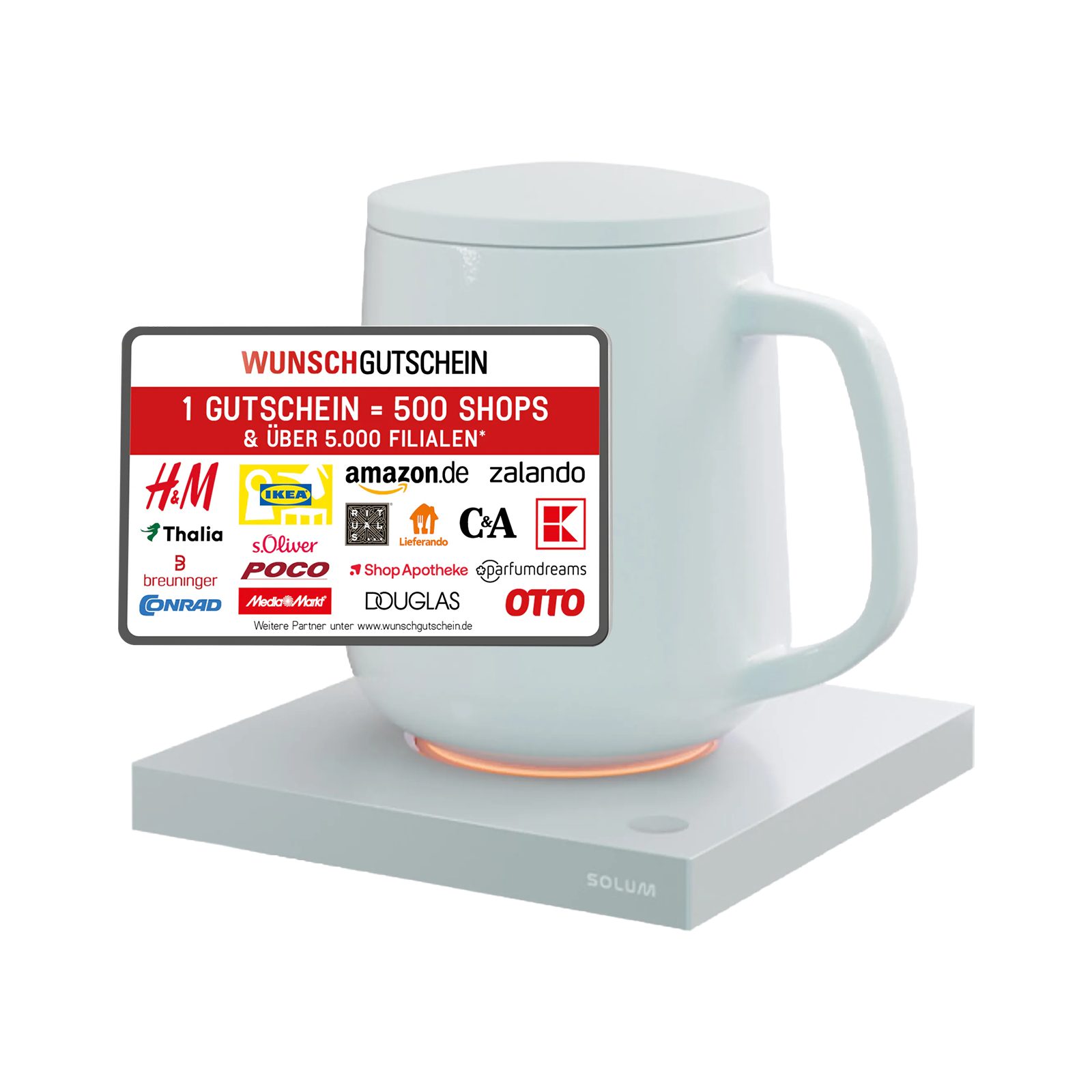 SOLUM Tassenwärmer Smart Warmer Tassenwärmer Getränkewärmer inkl 20 € Wunschgutschein