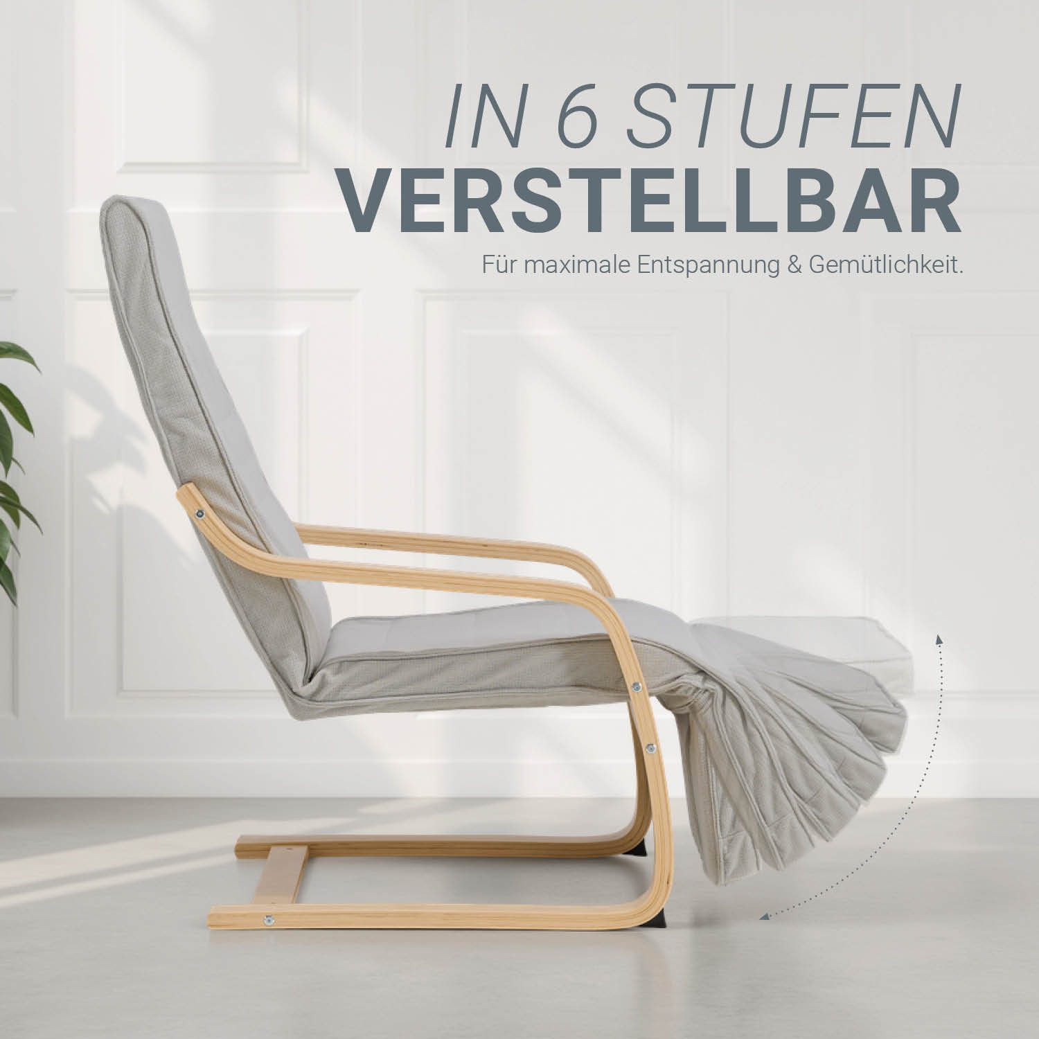 Homestyle4u Relaxsessel Sessel Cord Hellgrau Fernsehsessel weich Schwingsessel Holzgestell (1-St), Cordbezug abnehmbar, Fußteil verstellbar, Schwingsessel, Relaxstuhl