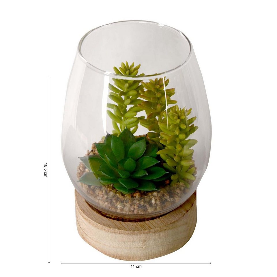 Kunstpflanze Kunstpflanze in Glasvase, UNUS HOME, Höhe 26 cm