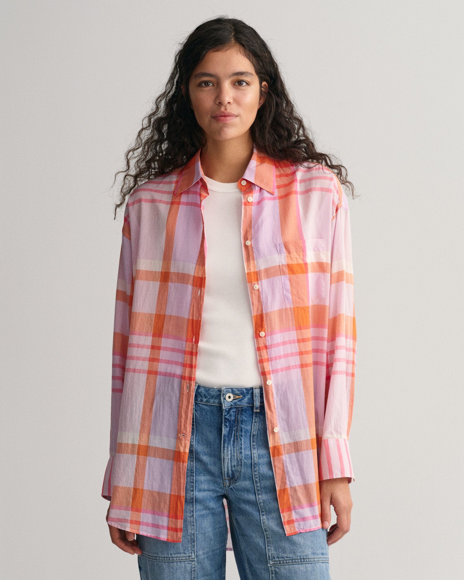 Klassische Bluse Oversized Madras Bluse