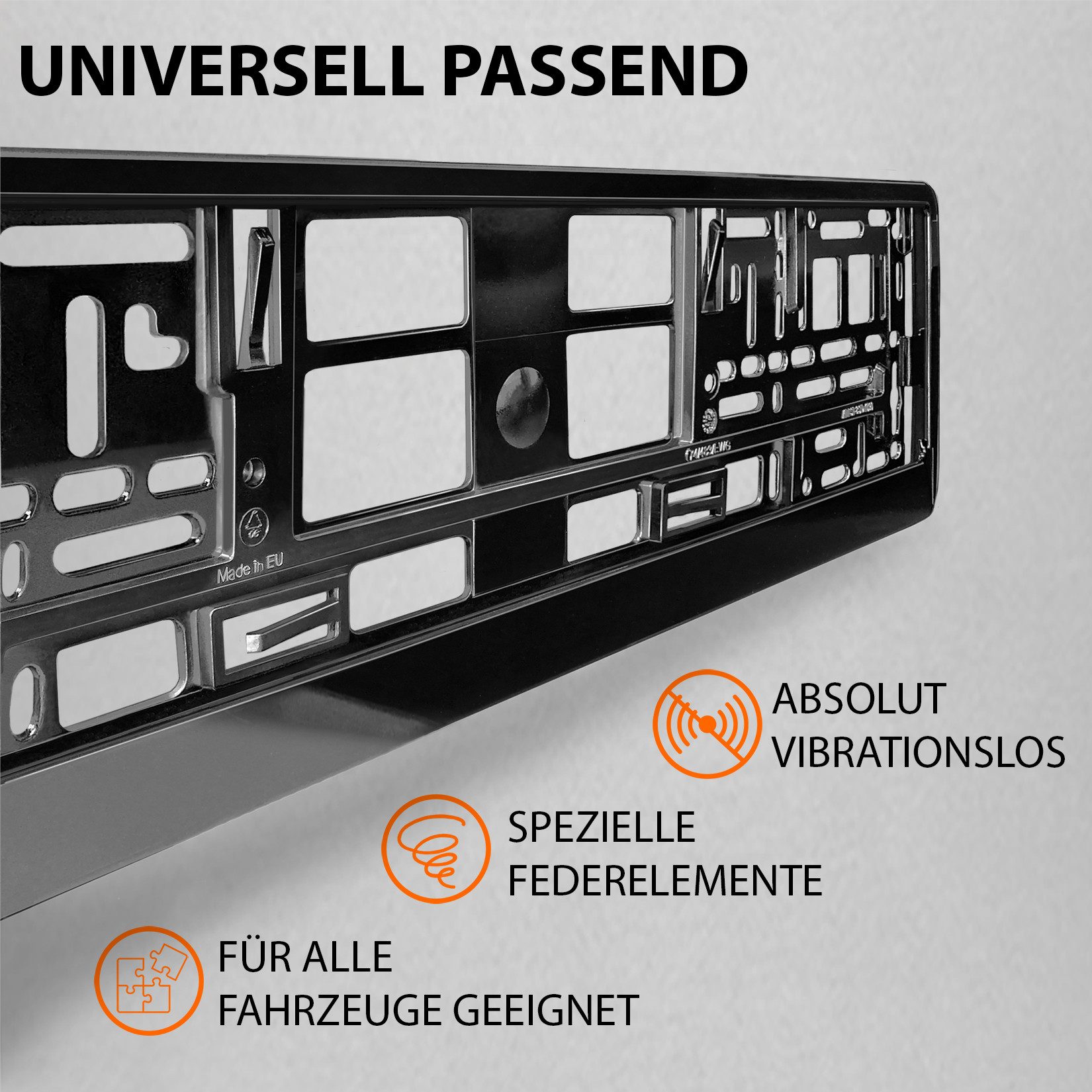 L & P Car Design Kennzeichenhalter für Auto in schwarz hochglanz Kennzeichenhalterung, (2 Stück) – Bild 2 von 5