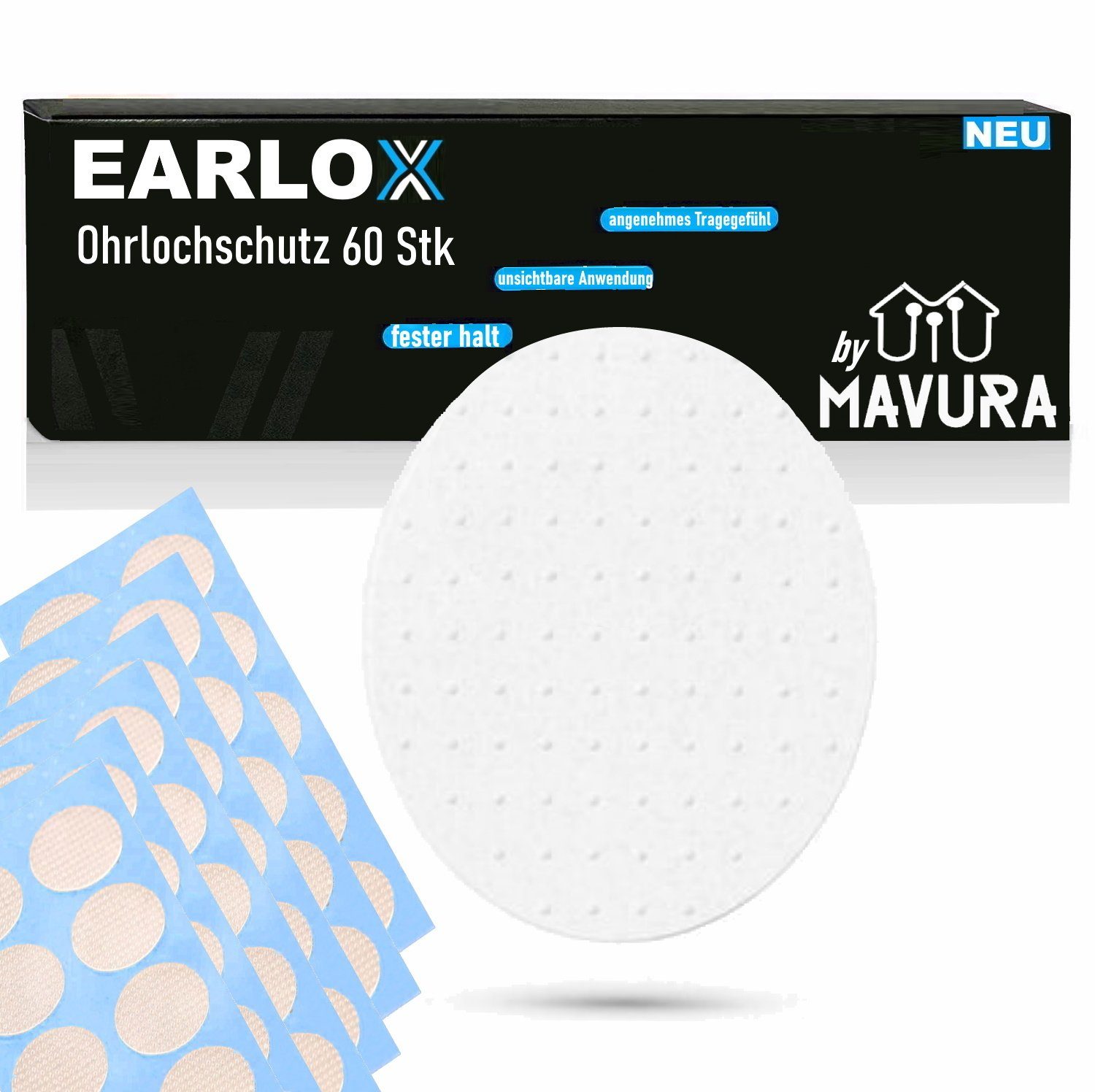 MAVURA Einhänger für Ohrschmuck EARLOX Earlobe Tapes Ohrlochschutz gegen ausgeleierte, Ohrläppchen / gerissene Ohrlöcher | Ohrringe
