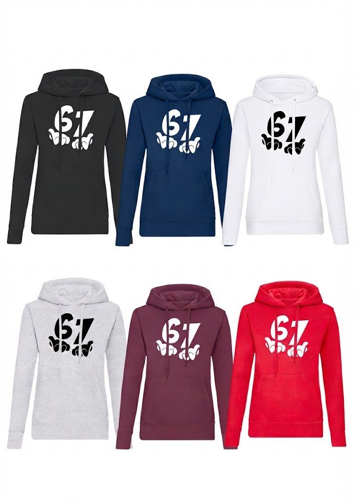 Blondie & Brownie Hoodie 67 meme Damen Hoodie Print Lustiger Spruch modern ESports Schule Fun (Einzelstück, Einzelartikel) 67Meme Damen Hoodie Fun Print Freizeitlook