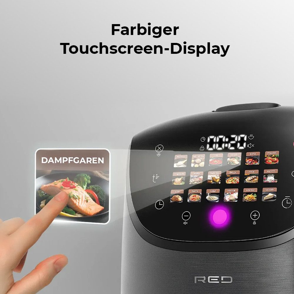 RED COLORSENSE Multikocher MC200 DE deutsches Menü 5 L 860 W Touch 19 Automatikprogramme, 860 W, Innentopf – Bild 3 von 5