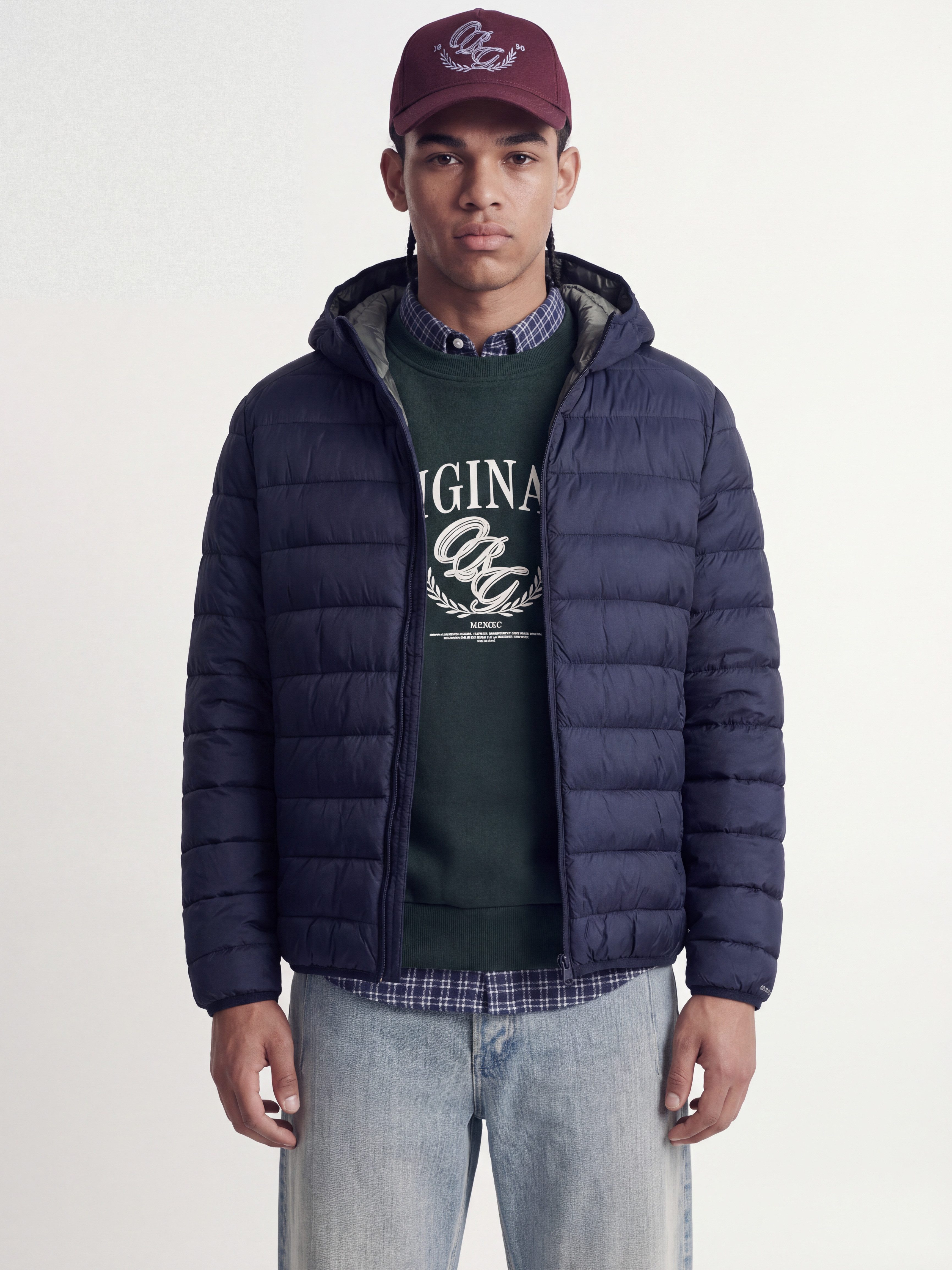 Jack & Jones Steppjacke JJEBERG LIGHT DOWN PUFFER HOOD NOOS Kunstfaser, normal geschnitten