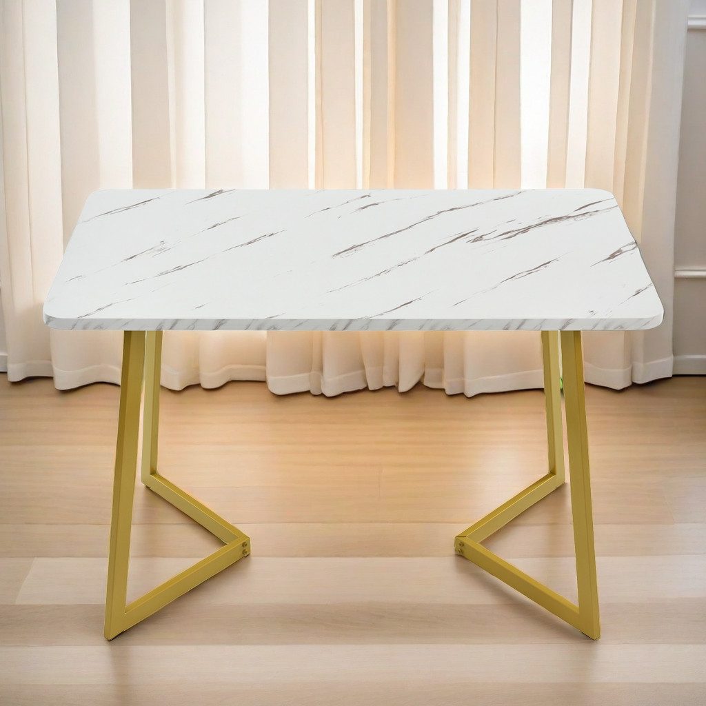 IDEASY Esstisch Moderner Marmormuster Küchentisch mit Metallbeinen, 117x68cm, Gestell aus Metall Rechteckiger, für Esszimmer Wohnzimmer