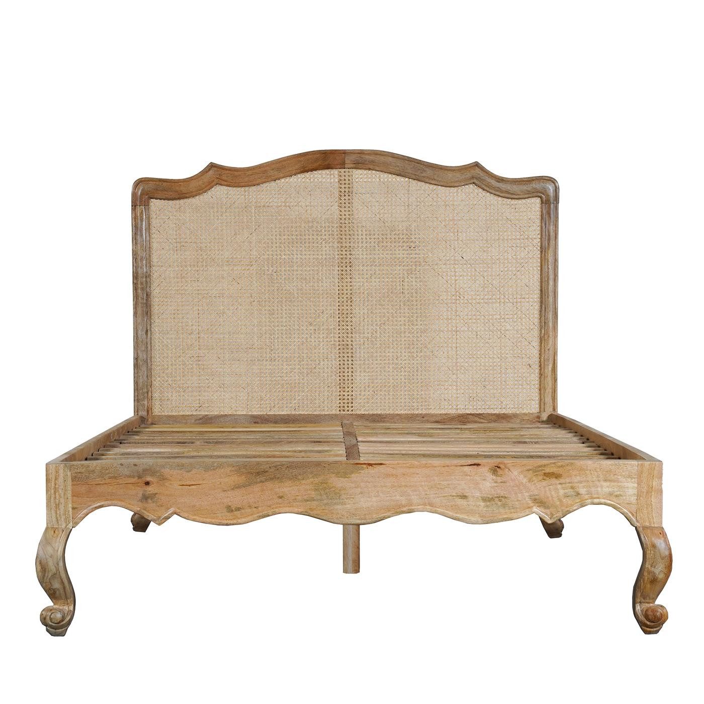 baario Massivholzbett Bett WIENER Geflecht 140x200, Massivholz Antik Design Schnitzerei