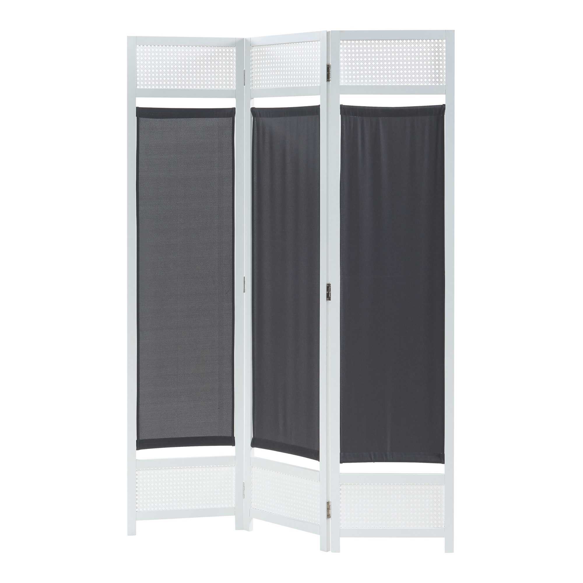 en.casa Paravent, Paravent »Dorotea« 3-teilig 120x170 cm Weiß/Dunkelgrau günstig online kaufen