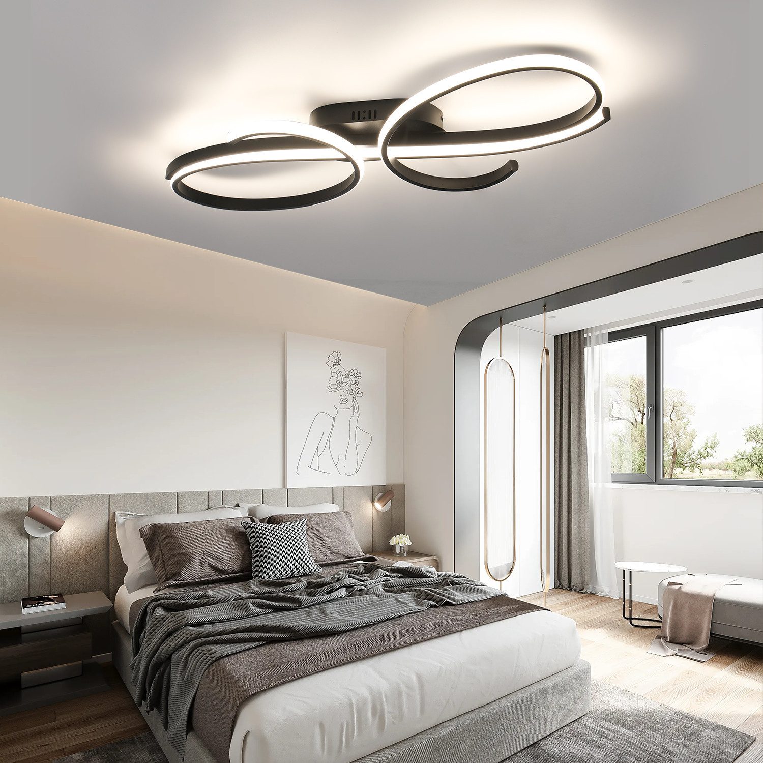 WILGOON Deckenleuchte 80W LED-Deckenleuchte aus Metall, günstig online kaufen
