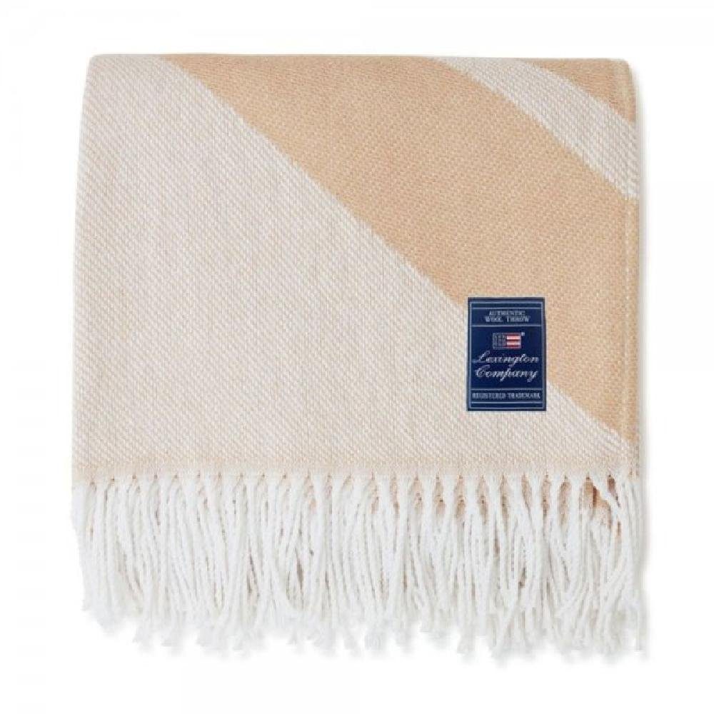 Wohndecke Decke Plaid Recycled Cotton Logo Throw Beige Weiß (130x170cm)