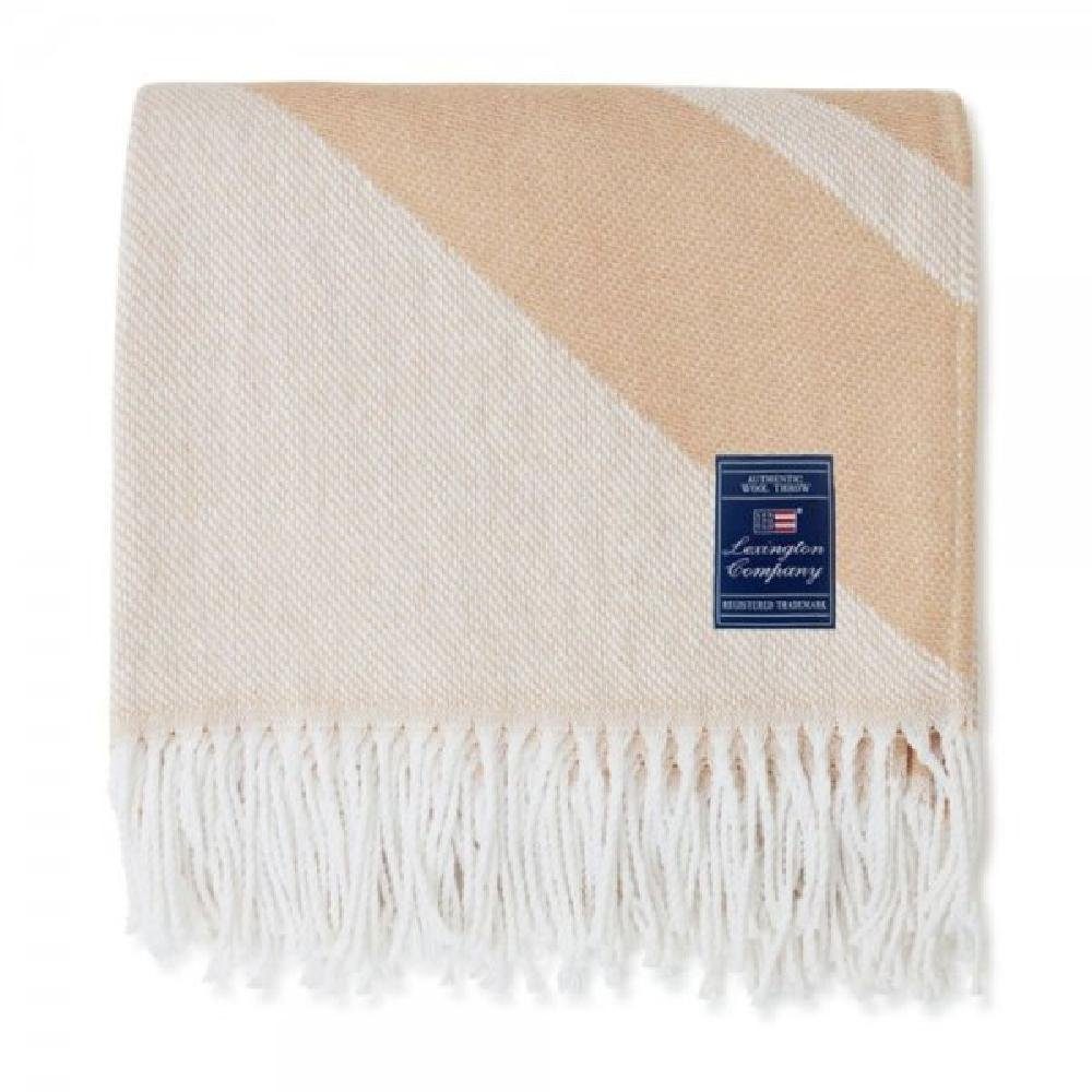 Wohndecke Decke Plaid Recycled Cotton Logo Throw Beige Weiß (130x170cm), Lexington