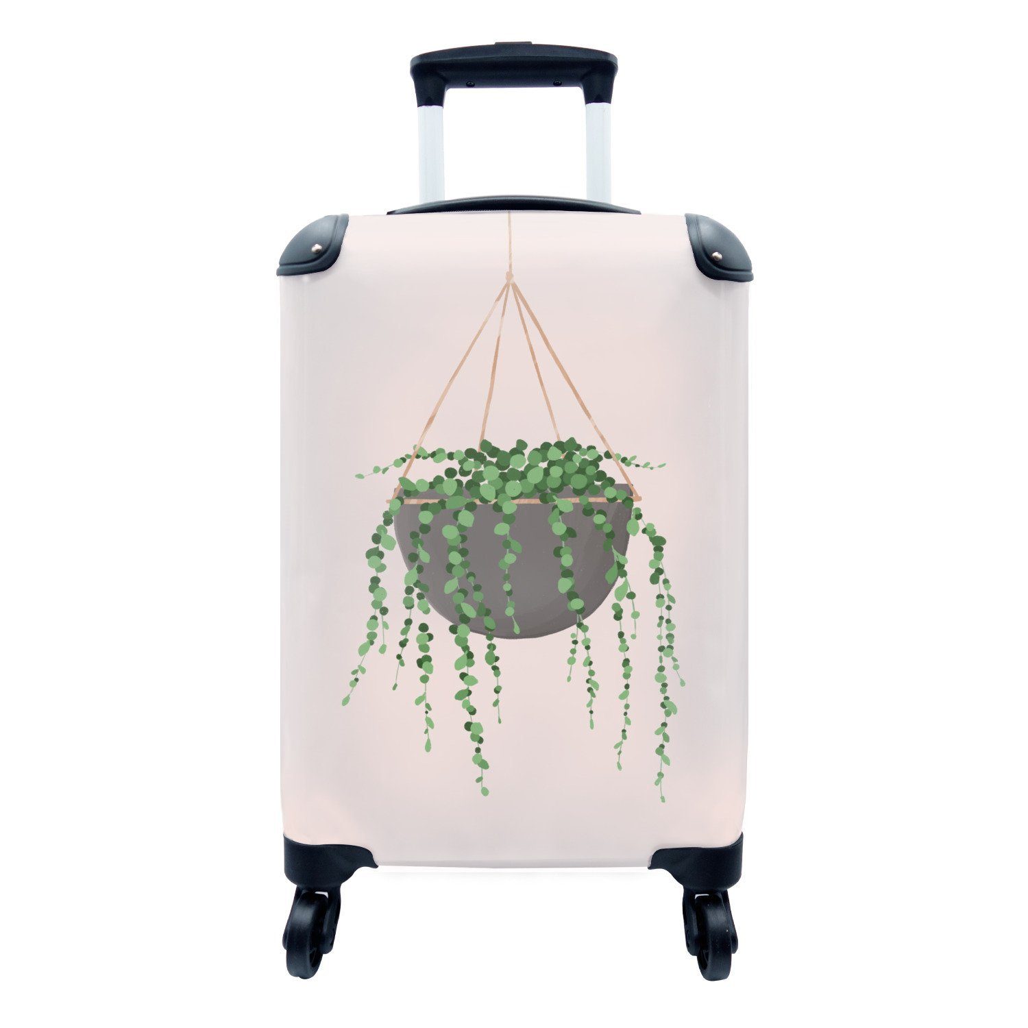 MuchoWow Handgepäckkoffer Pflanzen - Hängender Blumentopf, 4 Rollen, Reisetasche mit rollen, Handgepäck für Ferien, Trolley, Reisekoffer