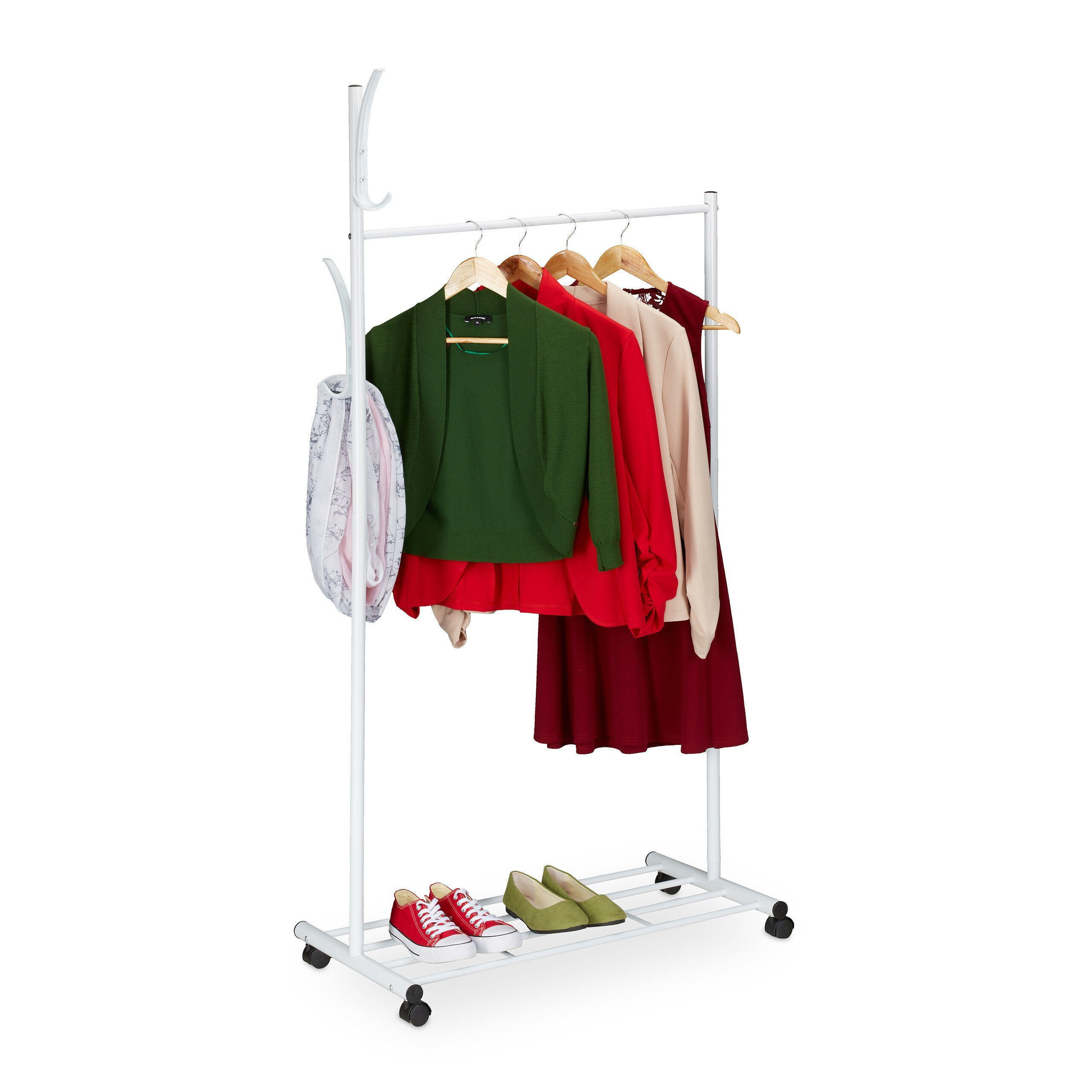 relaxdays Garderobenständer Weiße Garderobe mit Rollen günstig online kaufen