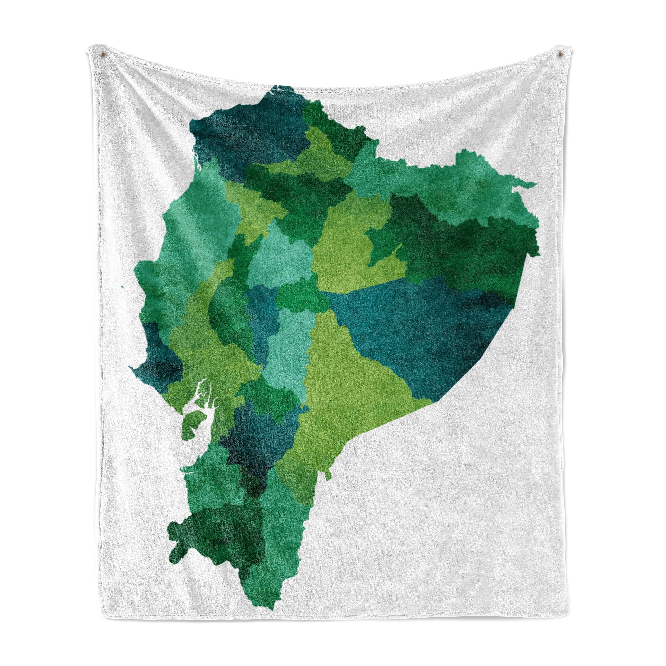 Plüsch für Grün-Töne Wohndecke Karte Abakuhaus, den und Ecuador Innen- Gemütlicher Außenbereich, politische