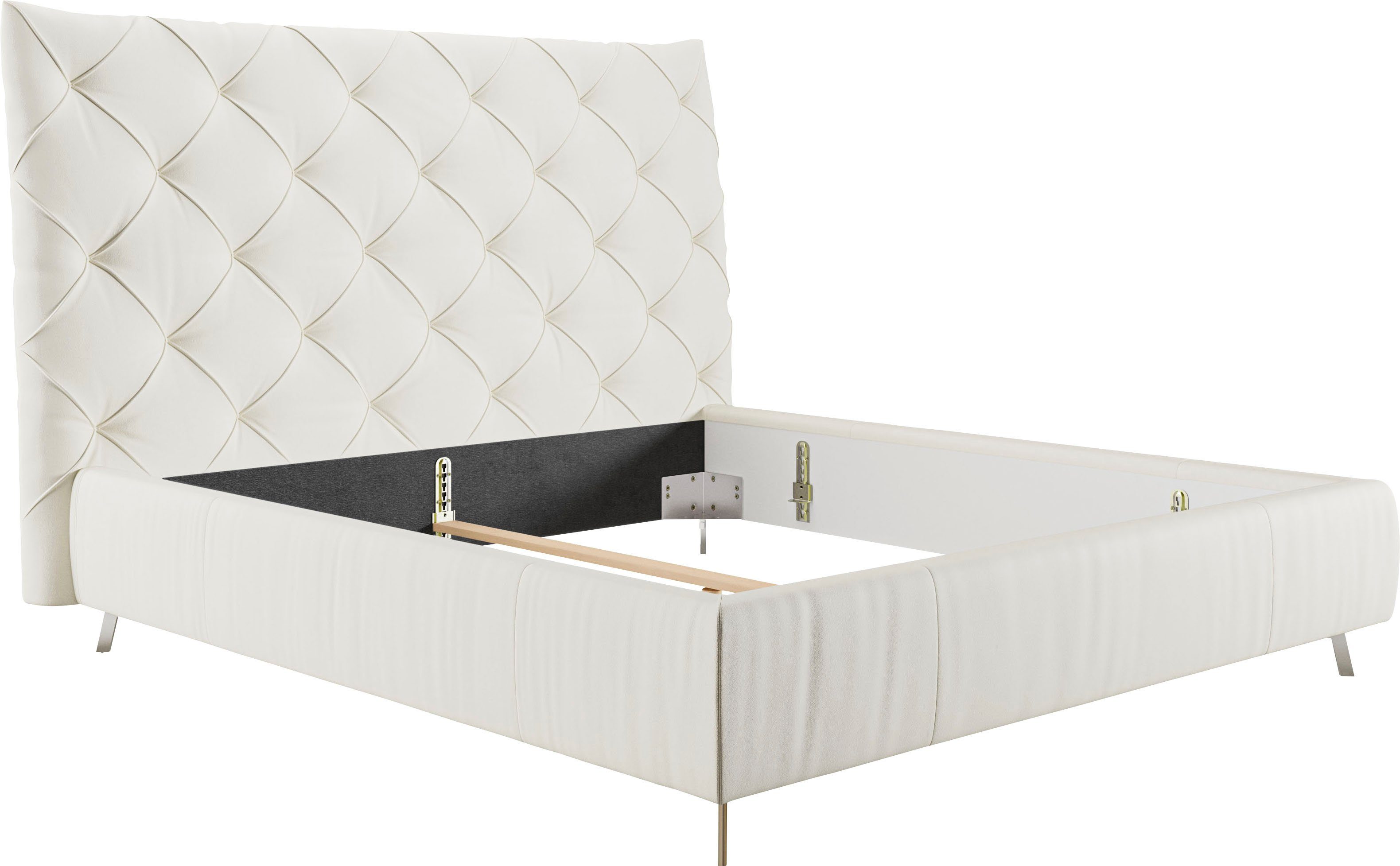 Home affaire Polsterbett Elloree, in 4 Breiten, hinten mit Originalstoff bezogen, auch in Leder, Kopfteilhöhe 143cm, belastbar bis 280 kg, auch in Überlänge 220cm