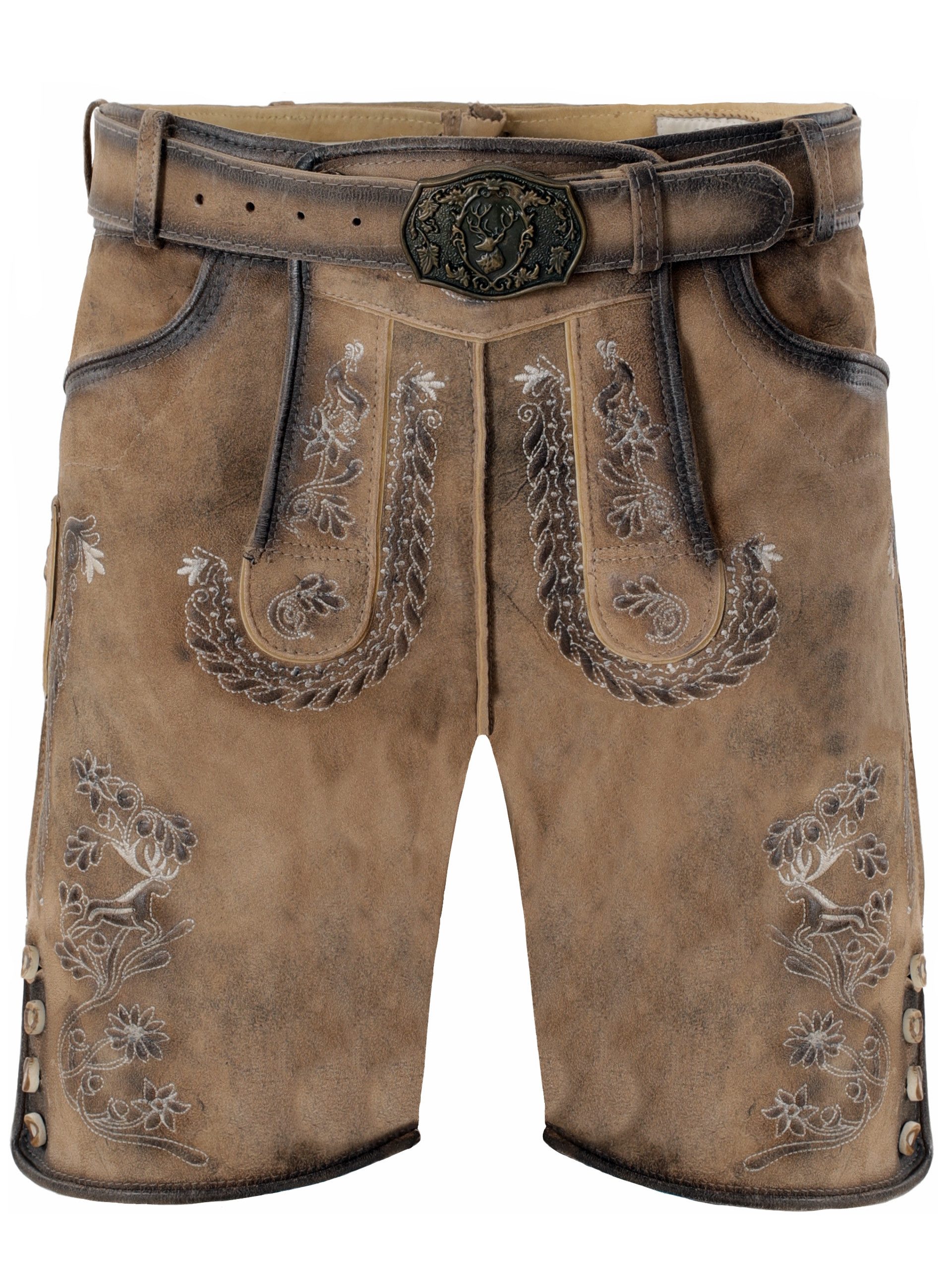 FUCHS Trachtenlederhose Trachtenlederhose Herren kurz Sahara Echtleder Bayerische Lederhose (1-tlg)