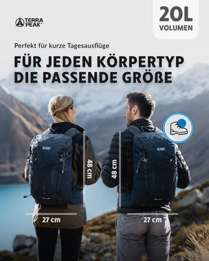 Terra Peak Wanderrucksack Airant 20, Rucksack klein mit belüftetem Netzrücken 20 Liter